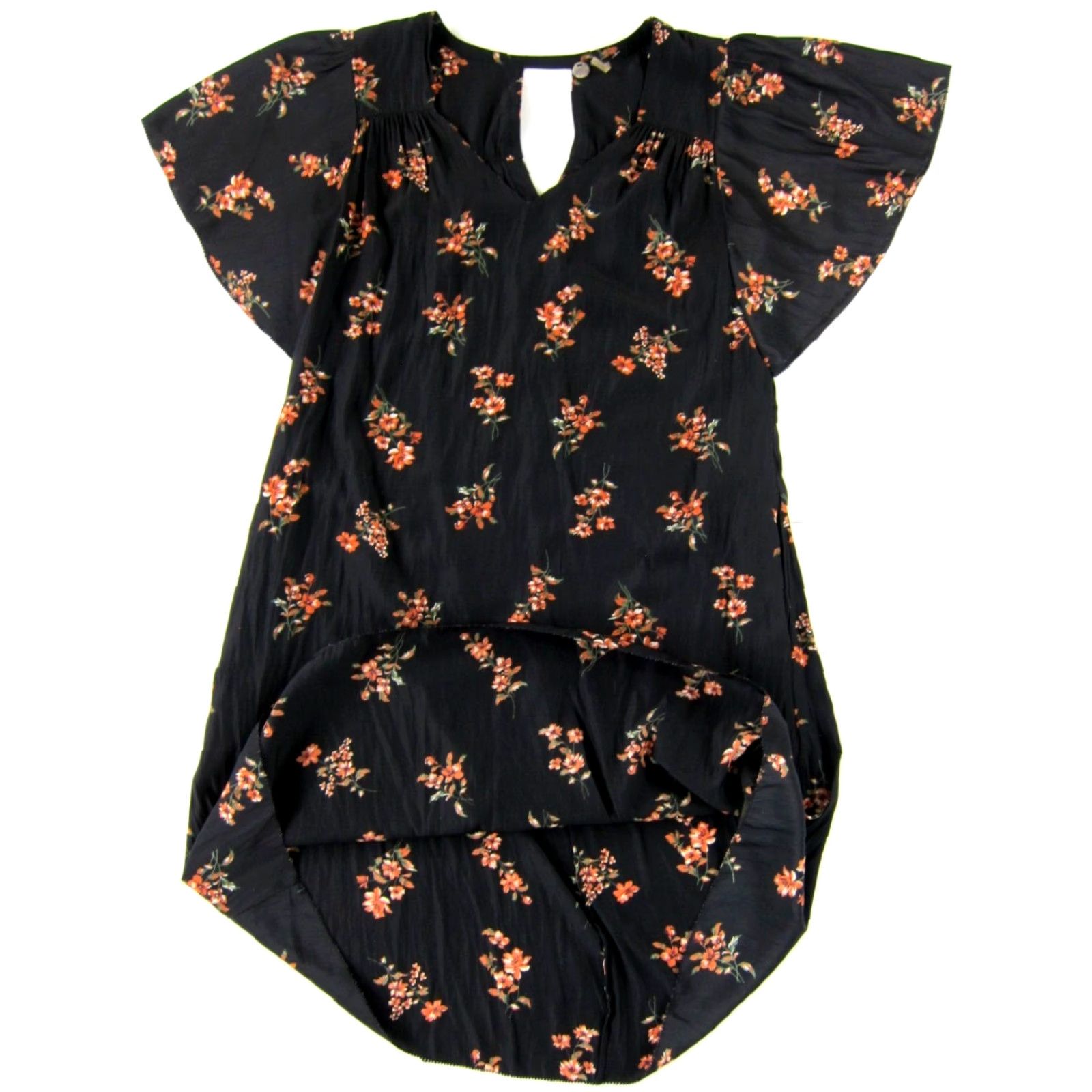 Pinko Margaret O'Leary Black Pink Floral Silky Short Sleeve Tunic Smock Dress S Size 28" / US 6 / IT 42 - 5 Thumbnail