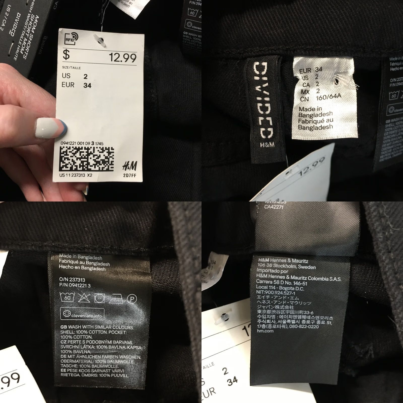 H&M Divided by H&M Mom Shorts Womens 2 Black High Rise 5 Pockets NEW Denim Cotton 26x4 Original Waist 26 in Size 26" / US 2 / IT 38 - 10 Thumbnail