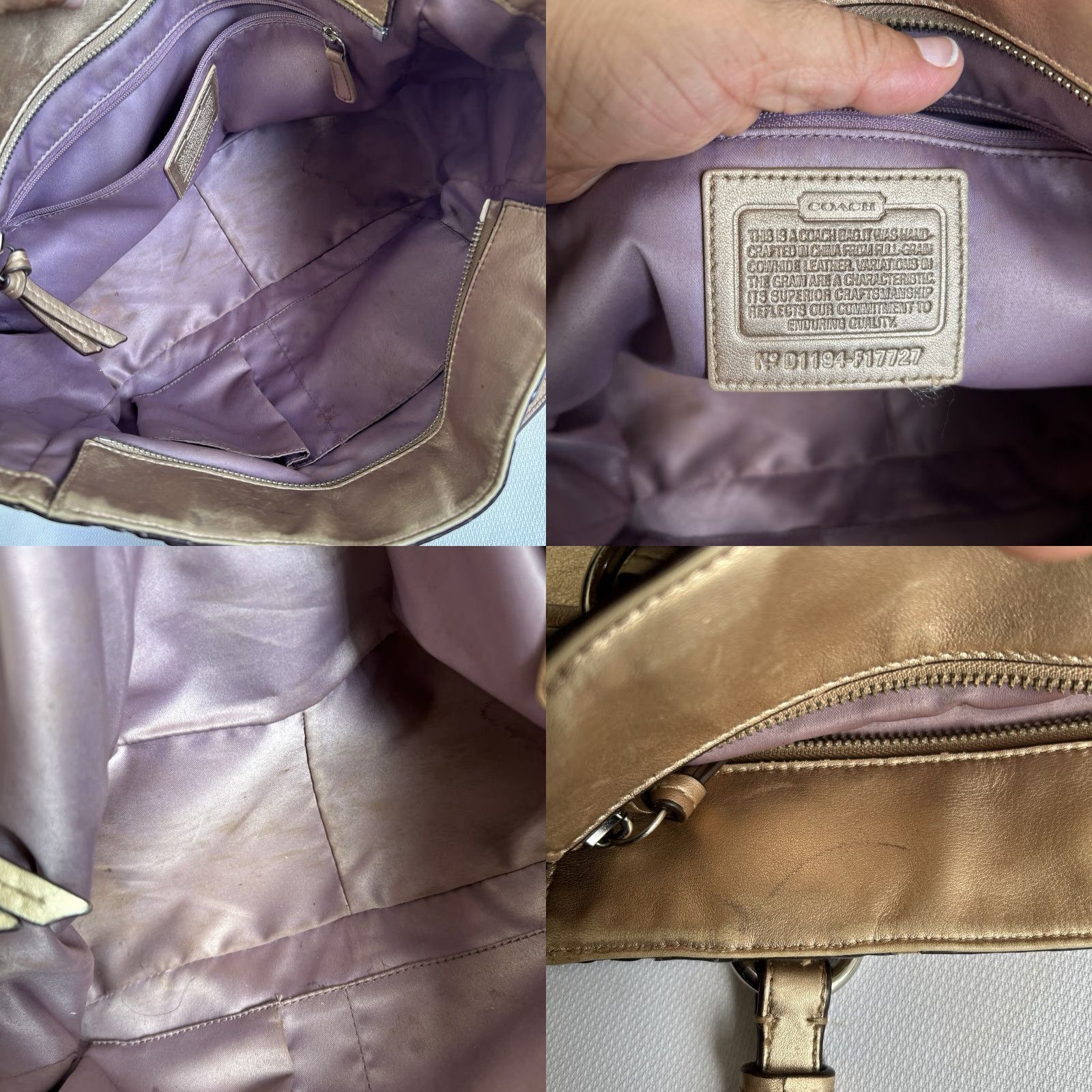 Coach Coach East West Gallery Embossed Leather Purse Tote Gold Metallic Zip Top F17727 Size L / US 10 / IT 46 - 8 Thumbnail