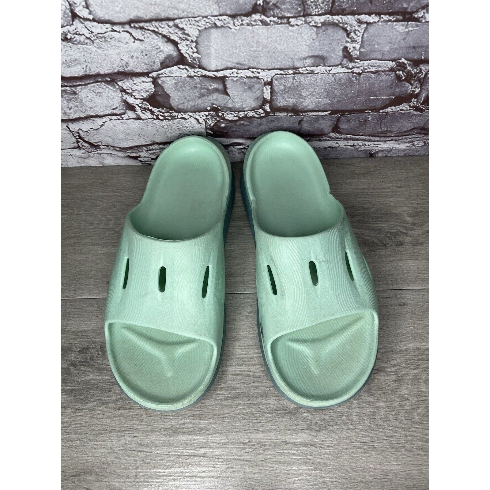 Hoka Hoka Ora Recovery Slides 3 Mist Green Trellis Slides Sandals Size US 12 / EU 45 - 22 Thumbnail