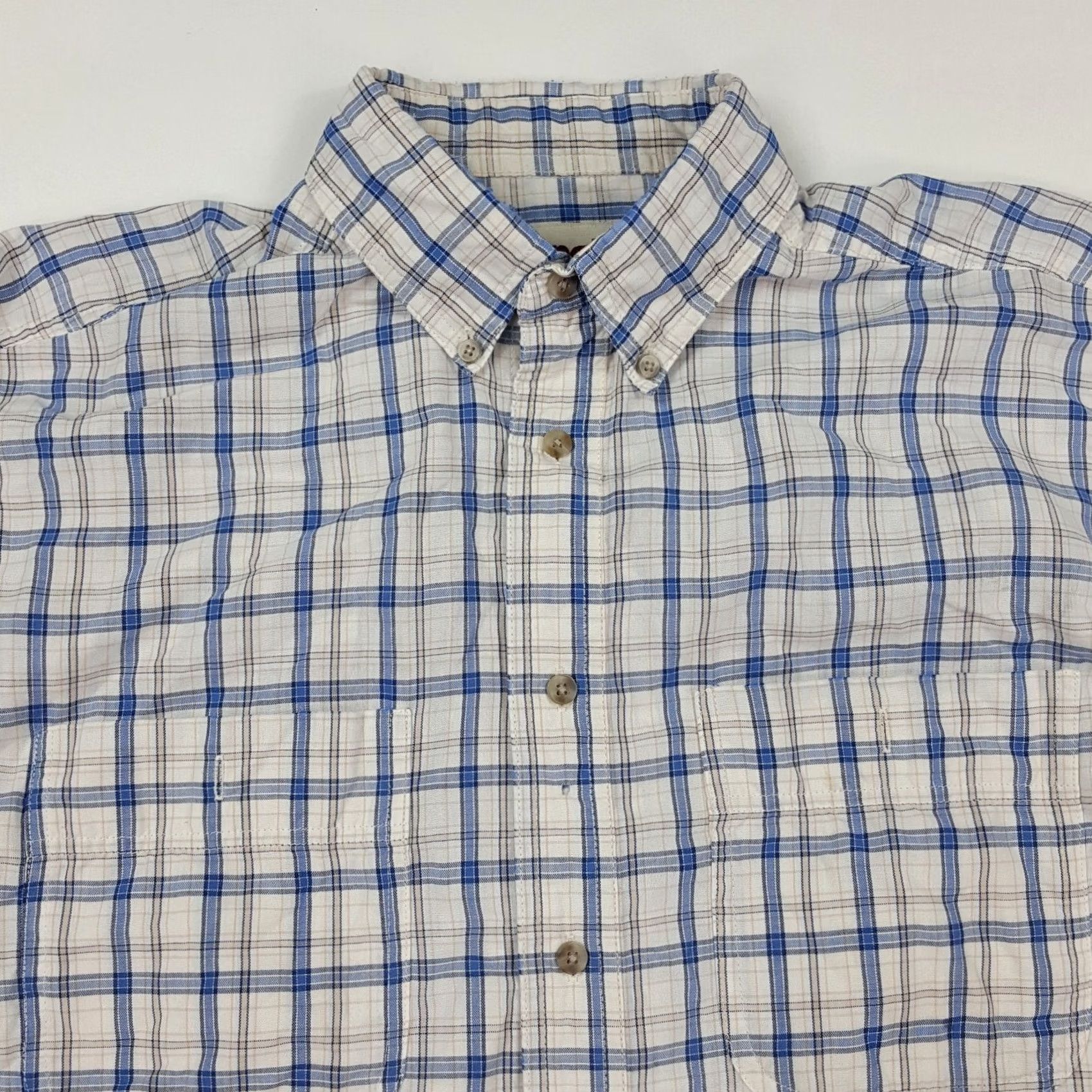 Wrangler VINTAGE Wrangler Blue Plaid Distressed Long Sleeve Men's Large Button Up Collared Shirt Size US L / EU 52-54 / 3 - 2 Thumbnail
