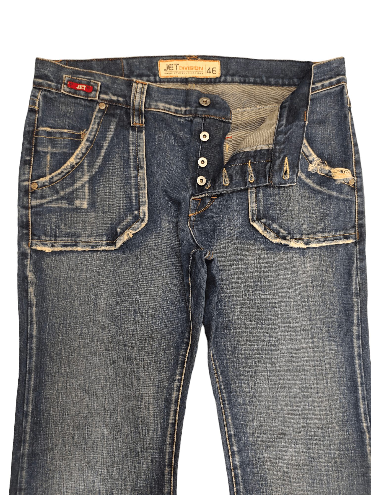 If Six Was Nine Flare Baggy Jeans Jet Division Distress Faded Denim Boot Cut Size US 35 - 9 Thumbnail