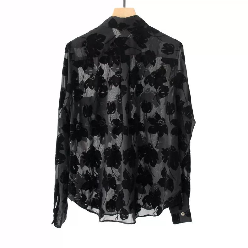 Comme des Garcons Comme Des Garcons Flocked flower see-through shirt Size M / US 6-8 / IT 42-44 - 2 Thumbnail