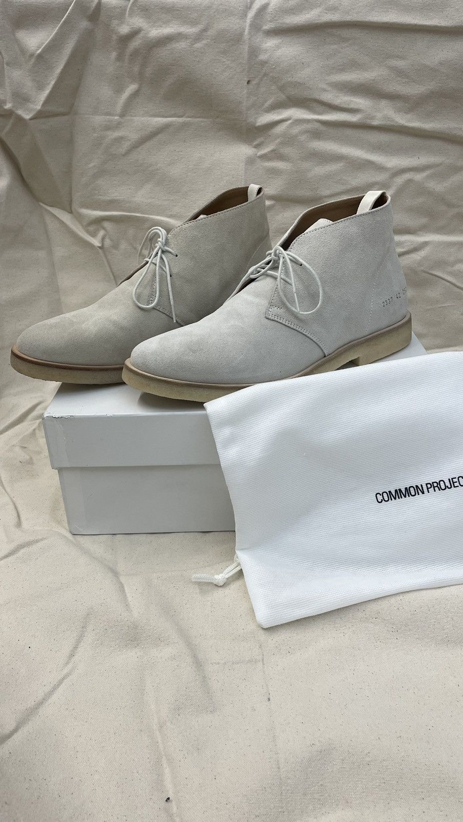 image of Common Projects Chukka Suede Boots in White, Men's (Size 9.5)