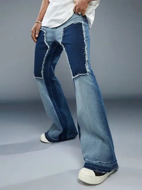 Japanese Brand Koyama x Kouda Wide Leg Y2k Patchworkeans Flare Size US 32 / EU 48 - 2 Thumbnail