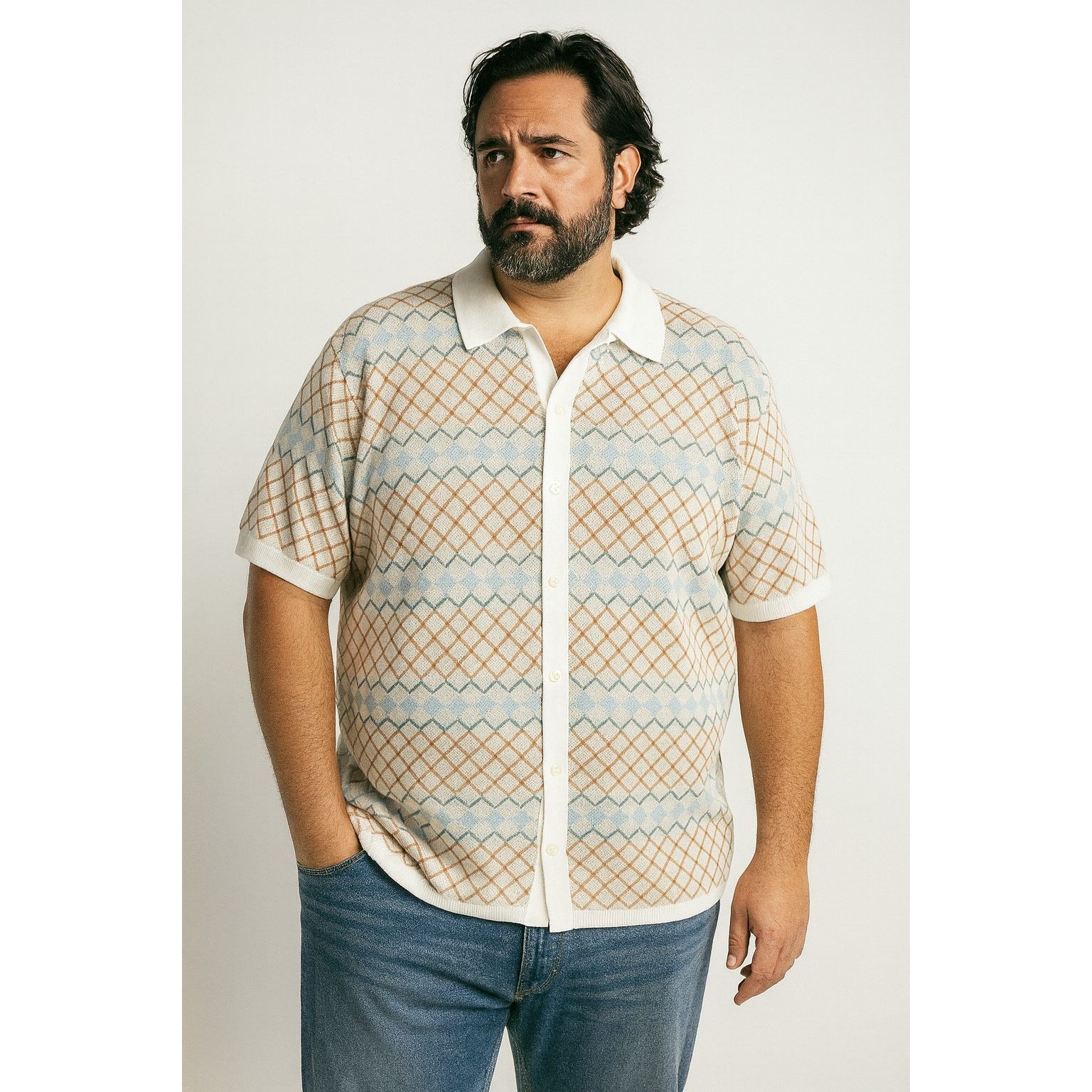 Bonobos Bonobos Knit Sweater Shirt Mens XXL Blue White Geometric Size US XXL / EU 58 / 5 - 1 Thumbnail