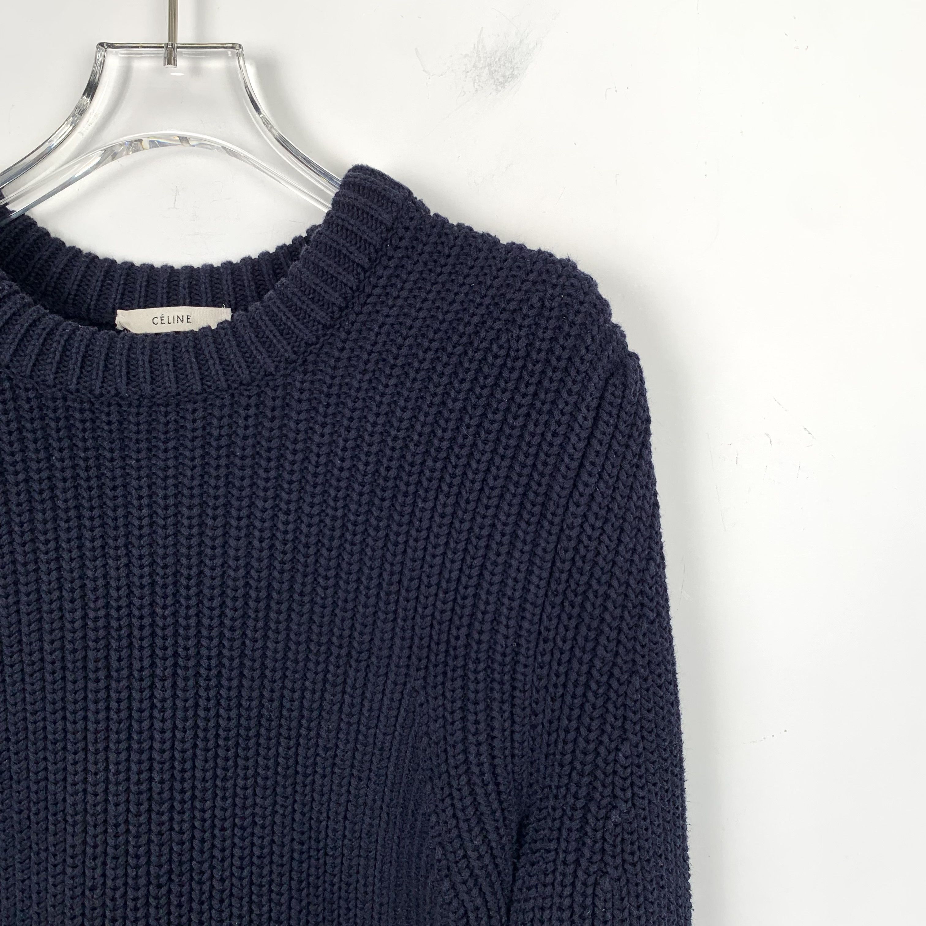 Celine Celine Navy Cotton Crewneck Knit Sweater (Size M) Size M / US 6-8 / IT 42-44 - 7 Thumbnail