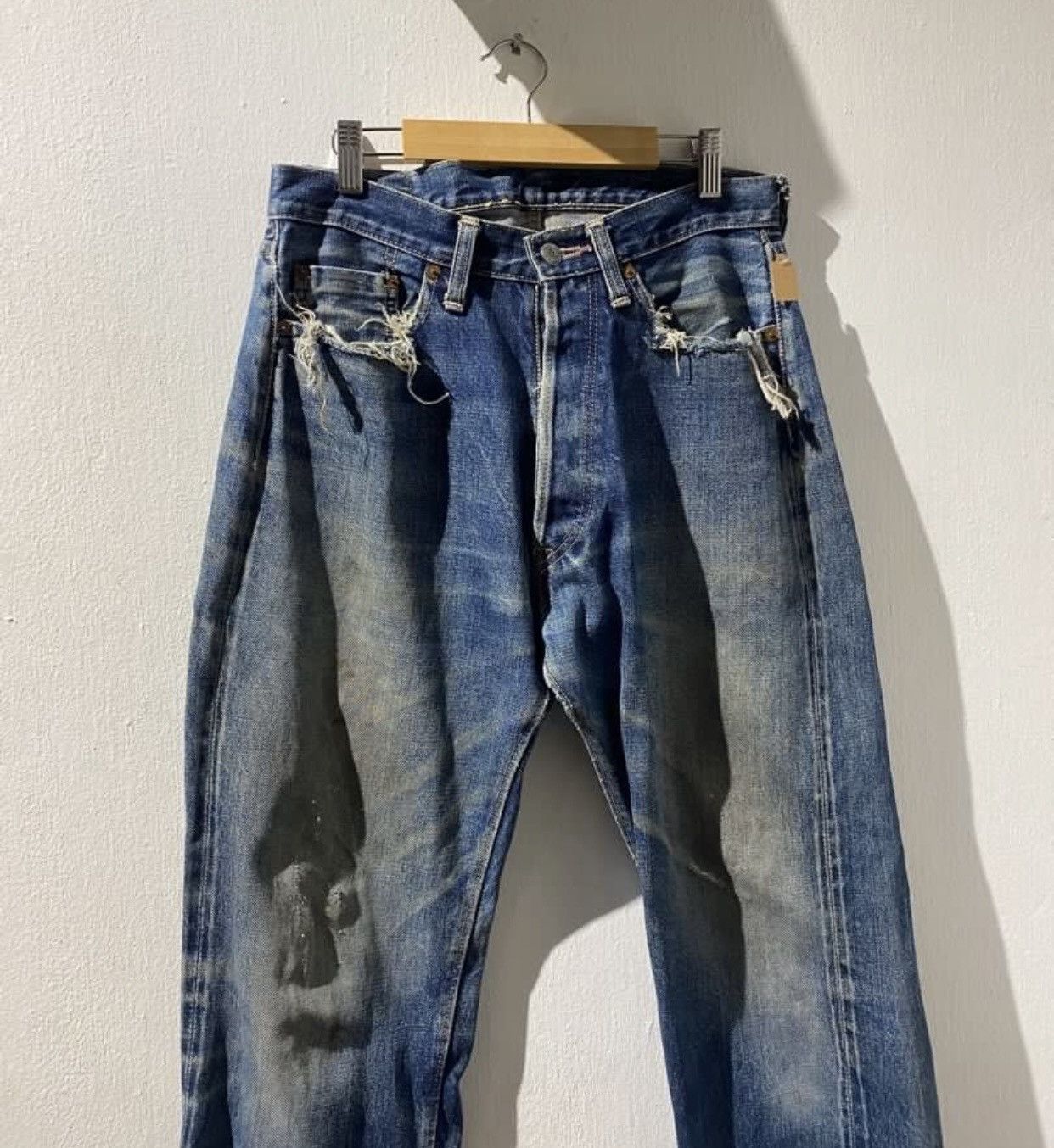 Denime × Vintage × Warehouse Vintage 90s Denime japan Jeans leather patches distressed Size US 31 - 3 Thumbnail