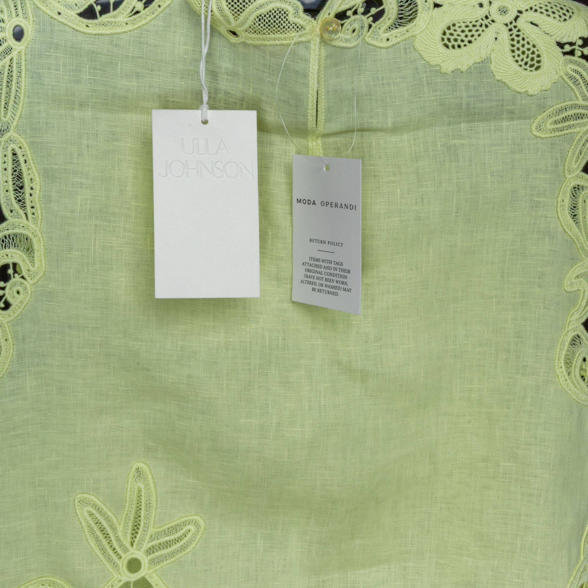Ulla Johnson Ulla Johnson Marlis Embroidered Linen Lace Tank Top Citron S Size XS / US 0-2 / IT 36-38 - 8 Thumbnail