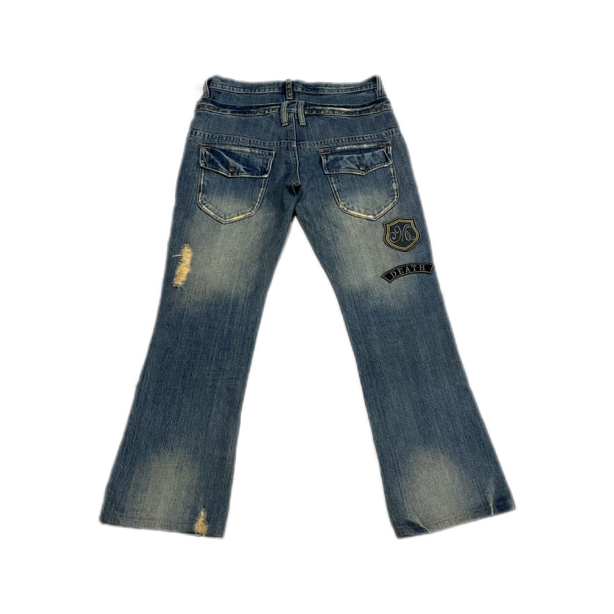 If Six Was Nine Midas Double Waist Lace Up Flared Denim Patchwork Size US 32 / EU 48 - 9 Thumbnail