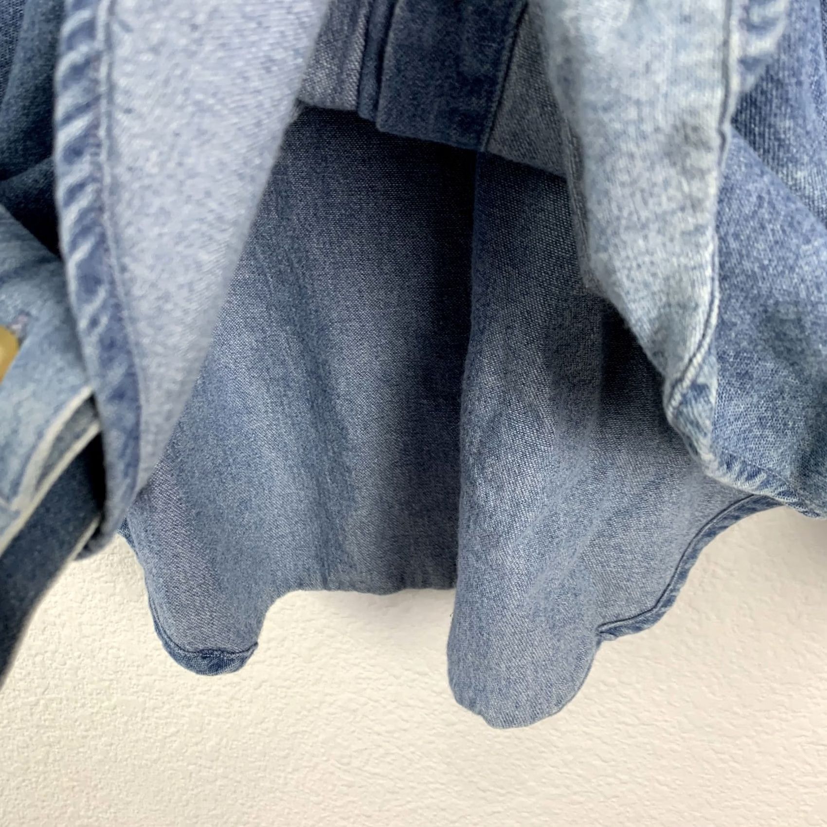 Denime VINTAGE All Week Long Denim Shirt Embroidered Band Collar Blouse Women's Large Size L / US 10 / IT 46 - 4 Thumbnail