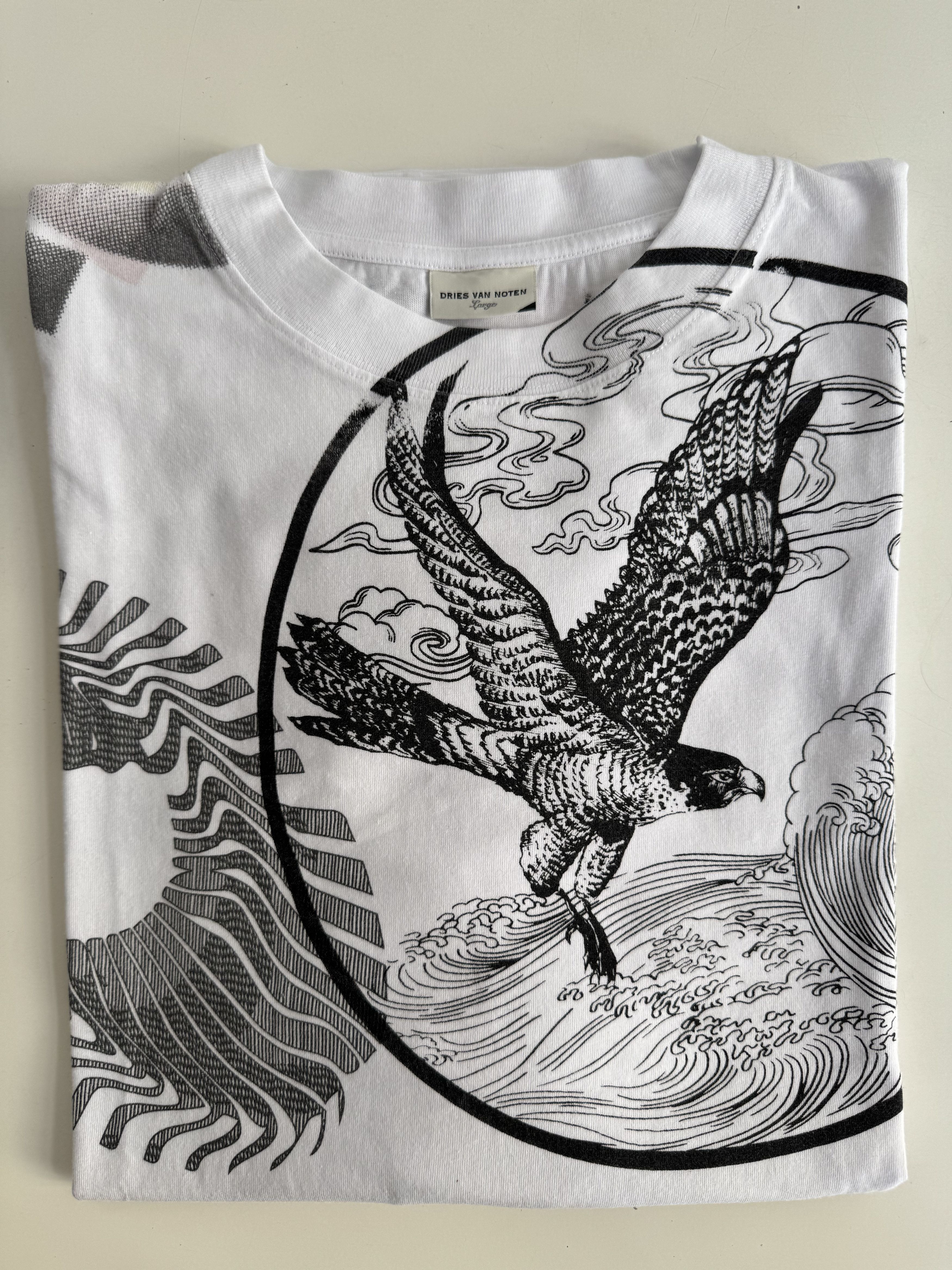 Dries Van Noten Hertz Regular Eagle Tshirt Size US L / EU 52-54 / 3 - 6 Thumbnail