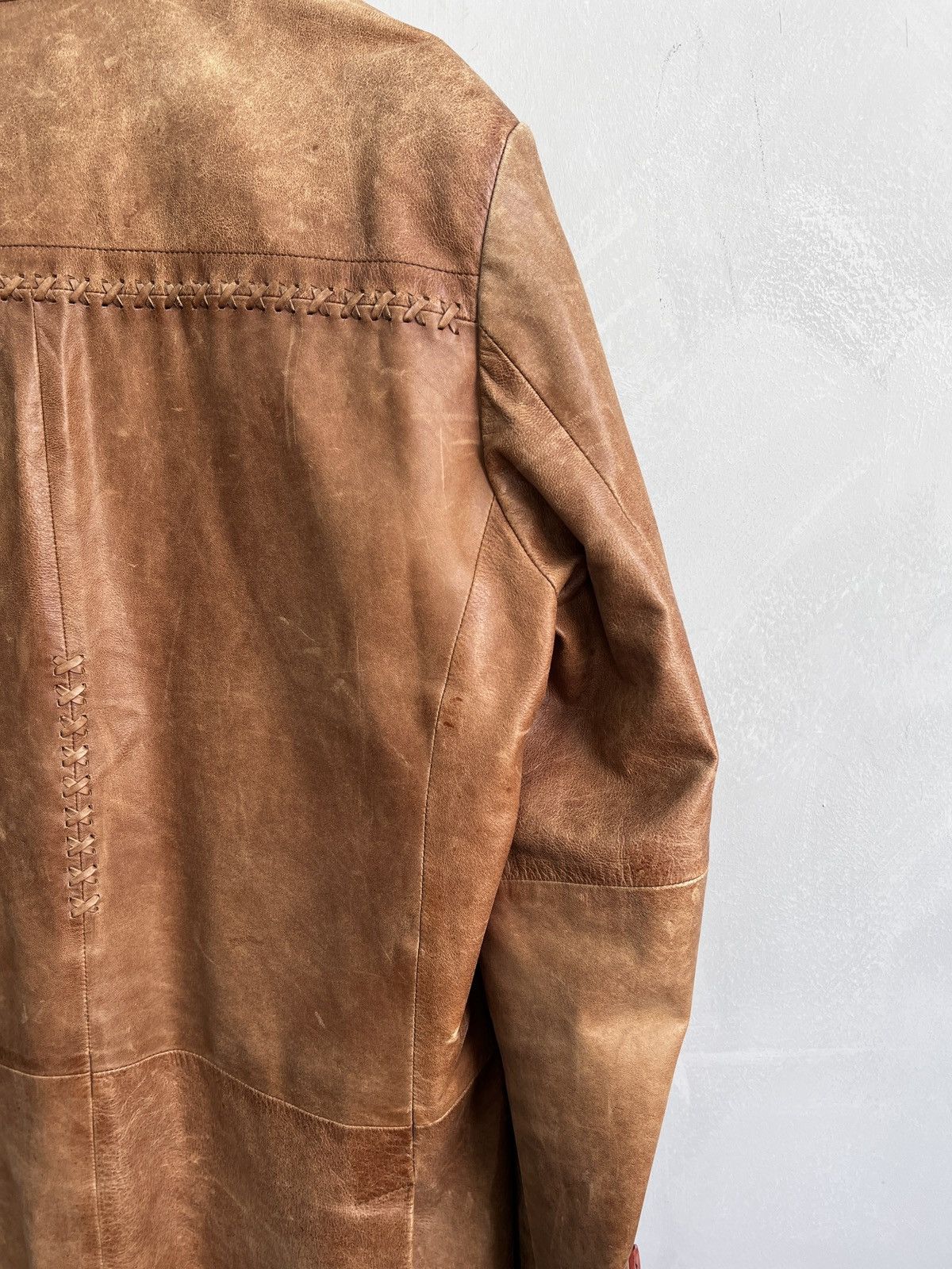 14th Addiction STITCHING AVANT GARDE DISTRESSED LEATHER BLAZER JACKET Size US M / EU 48-50 / 2 - 19 Thumbnail