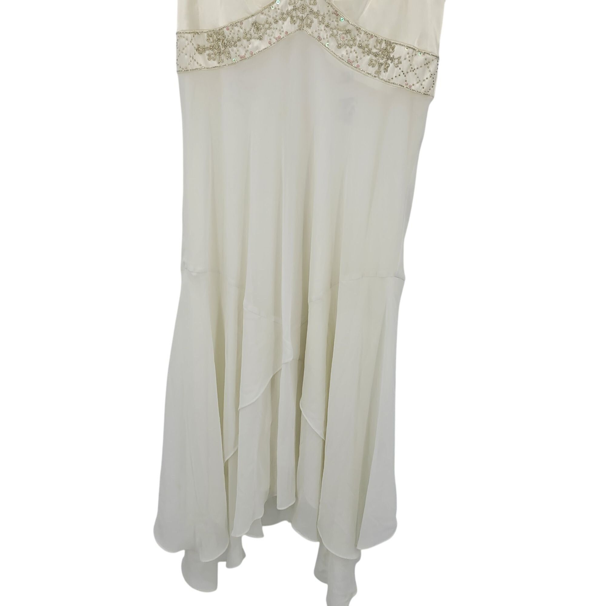 Vintage 90s Ivory Satin Chiffon Tiered Lingerie Nightgown Sz XL Rhin Size XL / US 12-14 / IT 48-50 - 6 Thumbnail
