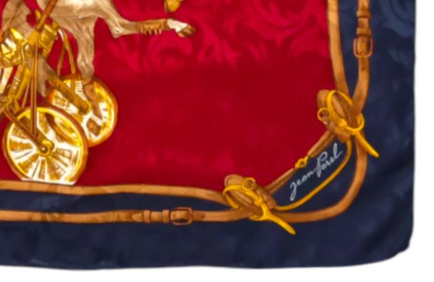 Other JEAN PAREL Paris Horse Jockey Blue Red Gold Silk Scarf Size ONE SIZE - 2 Thumbnail