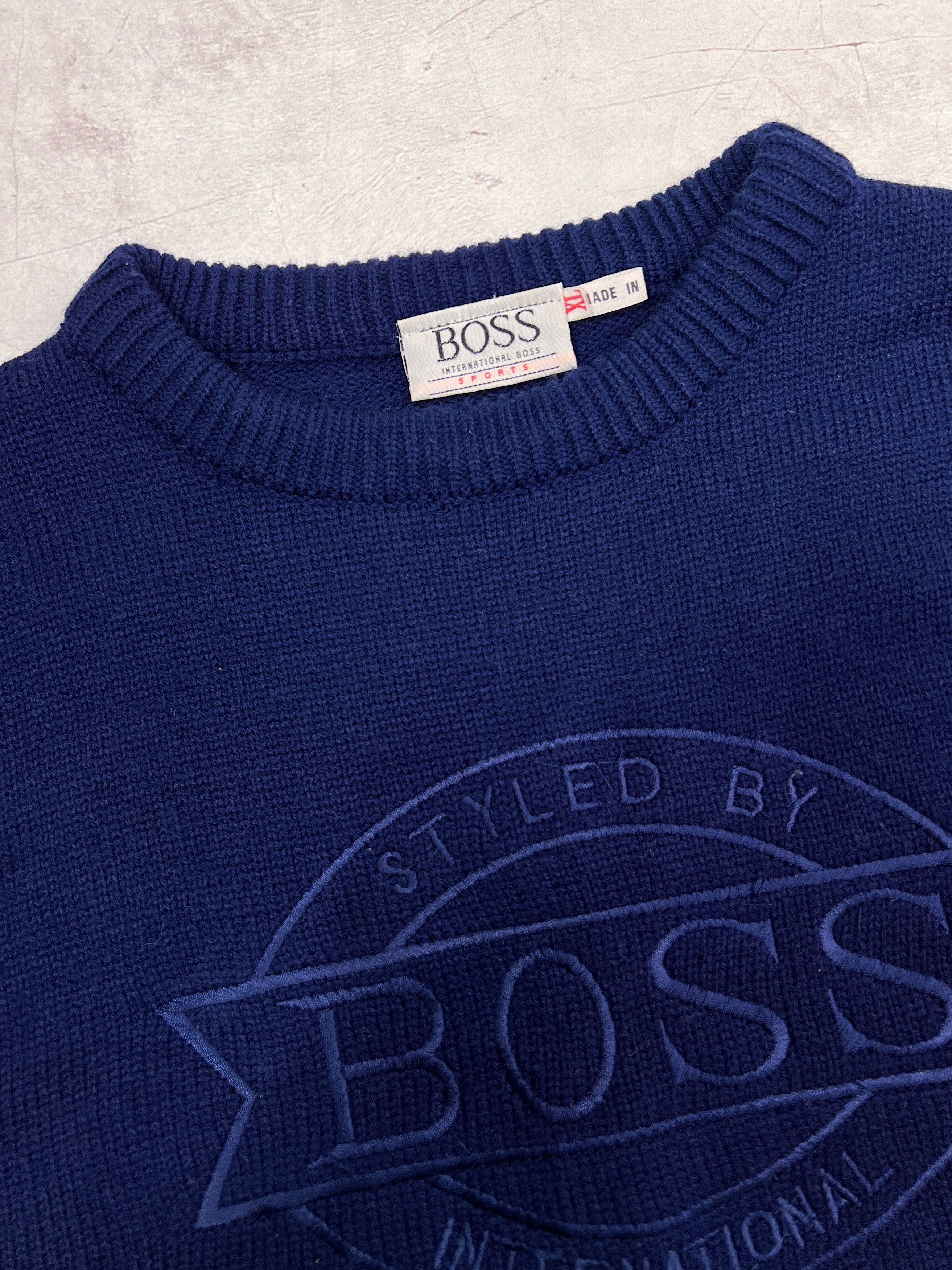 Hugo Boss × Vintage Vintage Hugo Boss Knit Sweater Embroidered Big Logo Size US M / EU 48-50 / 2 - 5 Thumbnail