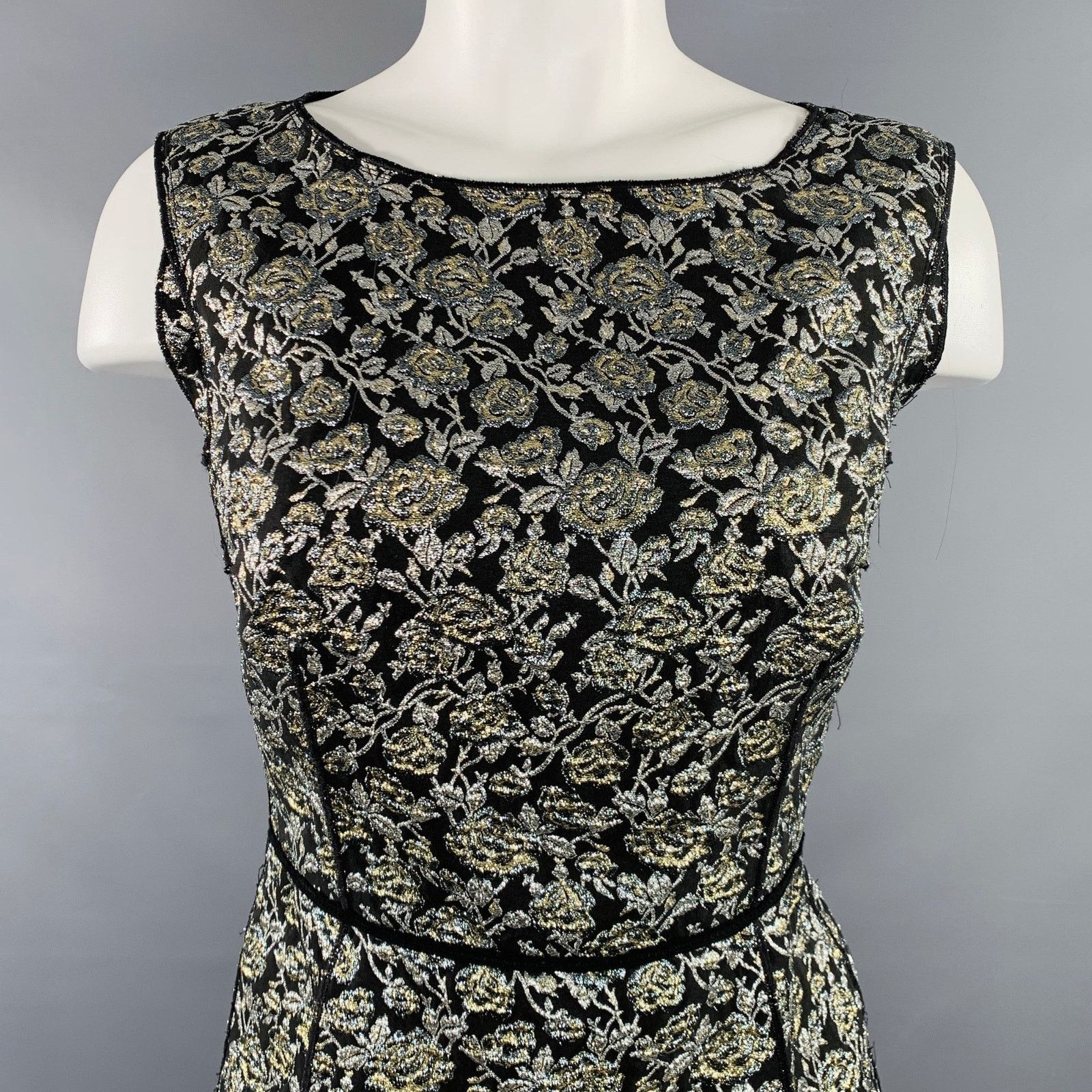 Marc Jacobs Size 4 Black Silver Nylon Blend Floral Sleeveless Dress Size S / US 4 / IT 40 - 2 Thumbnail