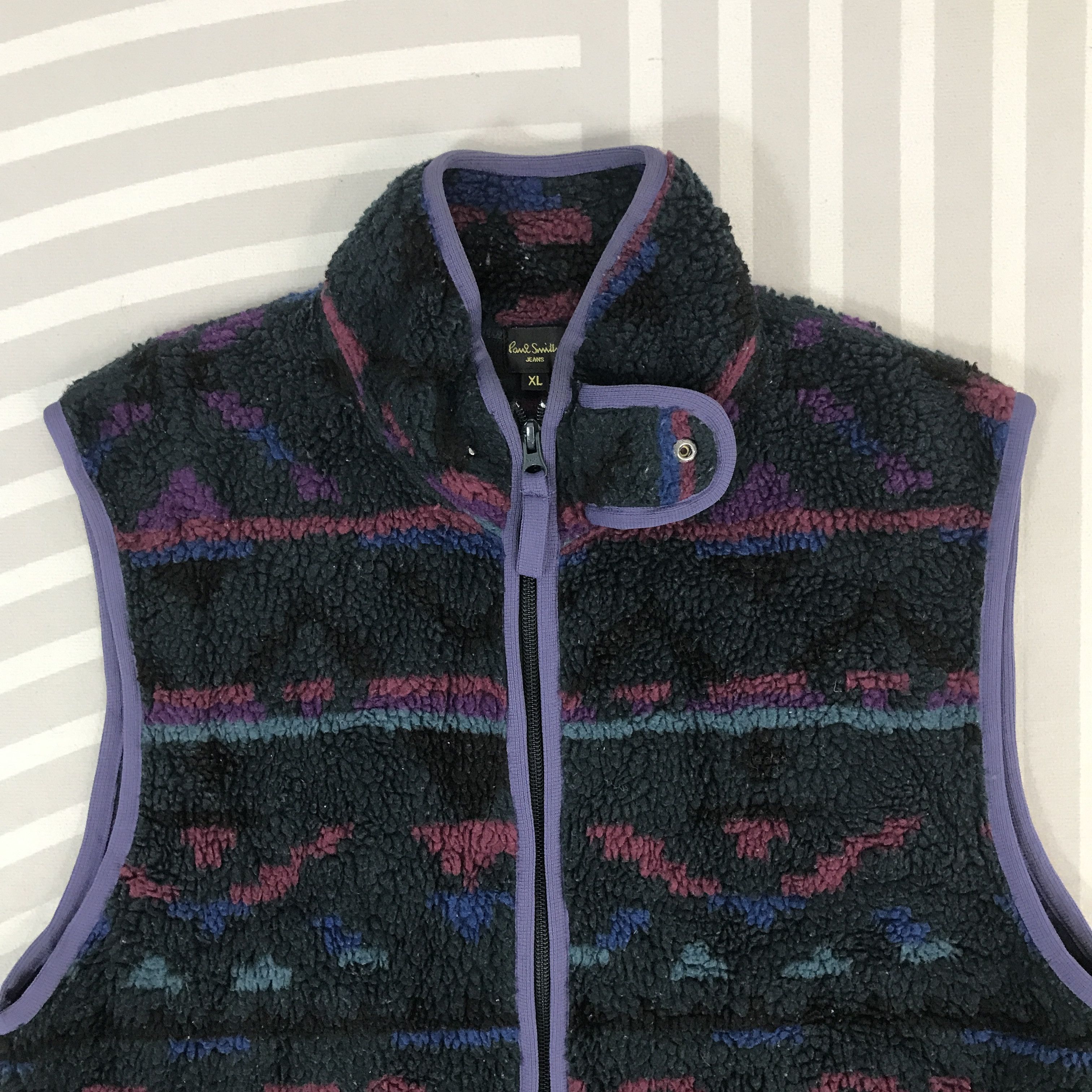 Paul Smith × Vintage Vintage Paul Smith Sherpa Fleece Navajo Vest Jacket Size US XL / EU 56 / 4 - 2 Thumbnail