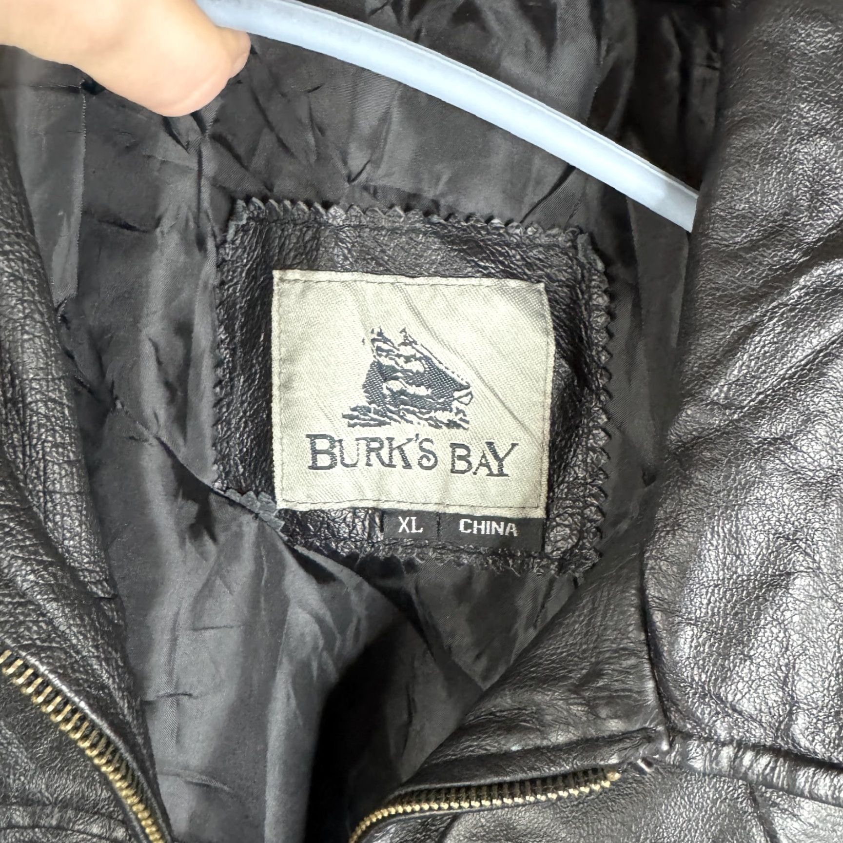 Vintage Burk's Bay Jacket Mens XL Black Leather Full Zip Bomber Insulated Lined Size US XL / EU 56 / 4 - 6 Thumbnail