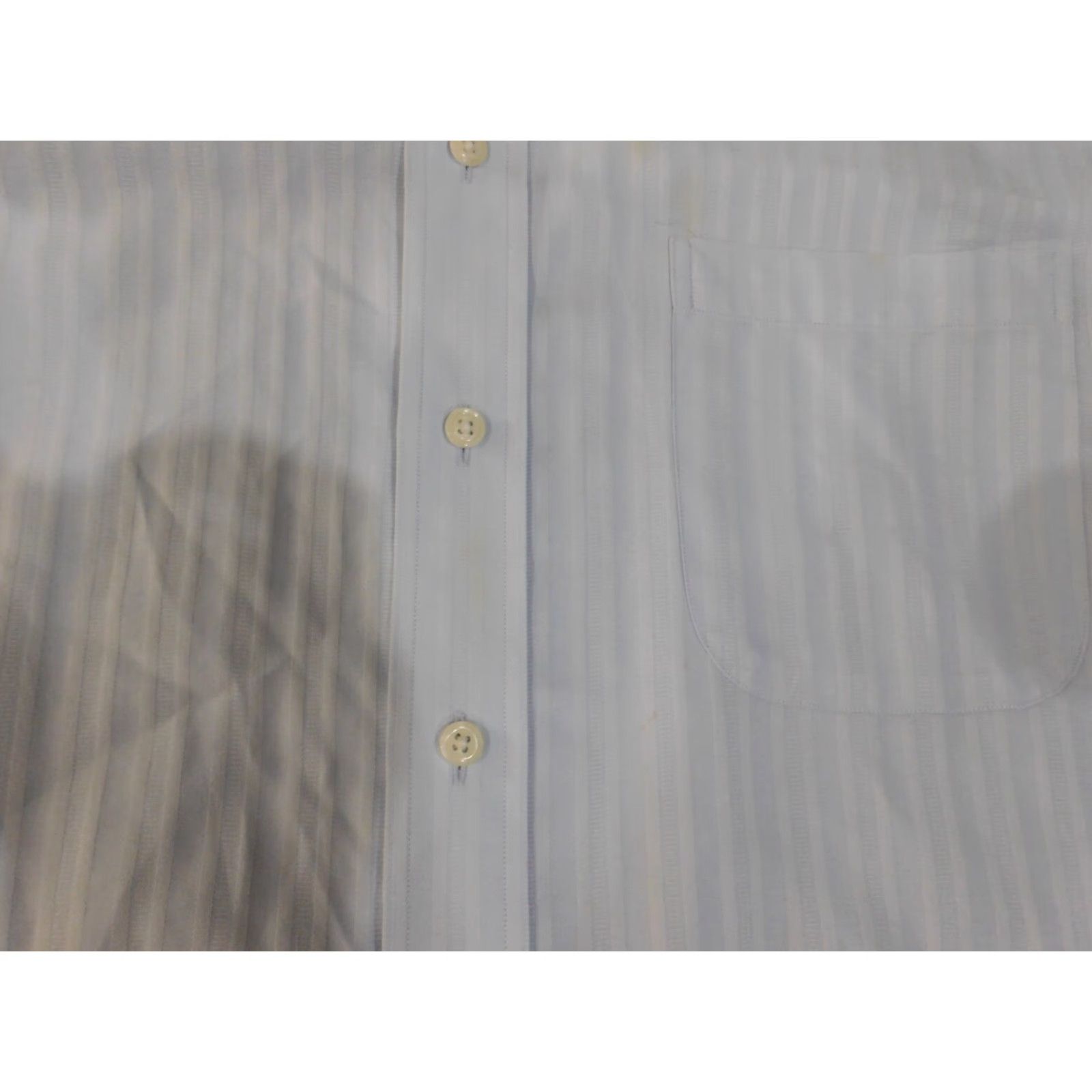 Vintage Paul Fredrick Dress Shirt Mens 17.5 Blue Pinpoint Button Up Collar Down Barrel Cuff Non-Iron Breathable Easy Care Fabric Knit Size 48R - 6 Thumbnail