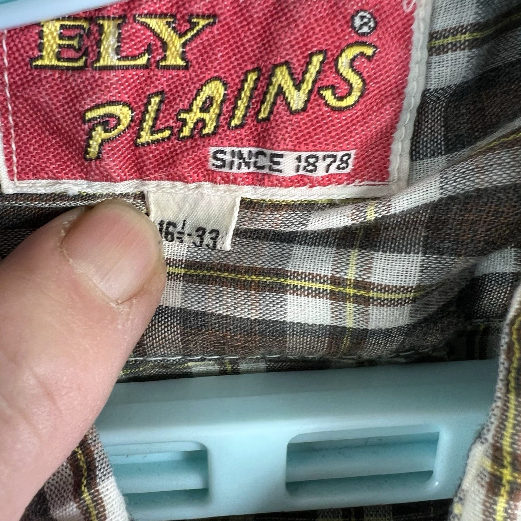 Vintage VINTAGE Ely Plains Shirt Mens 16.5 33 Brown Plaid Pearl-Snap Short Sleeve Casual Western Cowboy 50 in Chest Mens Size US L / EU 52-54 / 3 - 6 Thumbnail