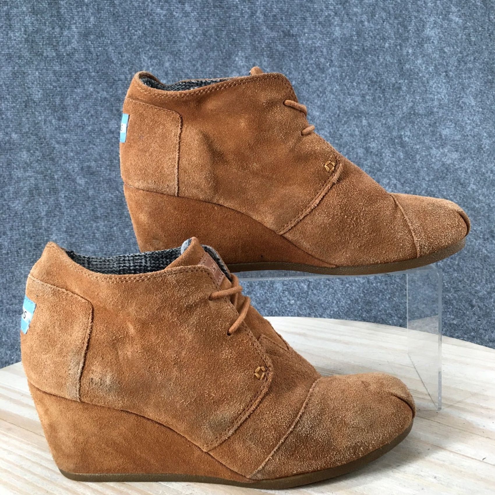 Toms TOMS Boots Womens 8.5 Desert Wedge Ankle Bootie Brown Suede Lace Up Casual Shoes Size US 9 / IT 39 - 2 Thumbnail