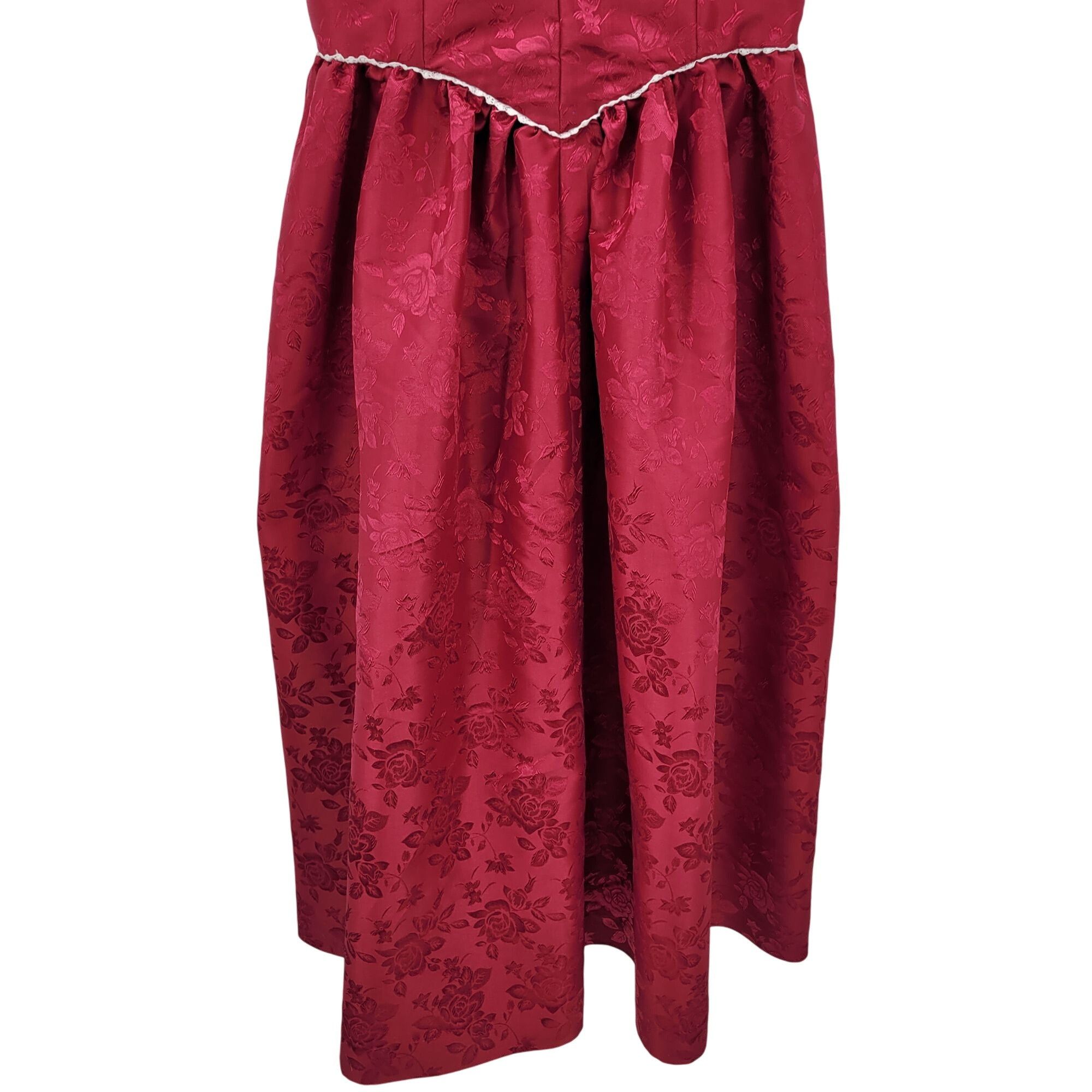 Handmade Vtg 80s Handmade Red Floral Jacquard Dress Sz M Fit & Flare Size M / US 6-8 / IT 42-44 - 5 Thumbnail