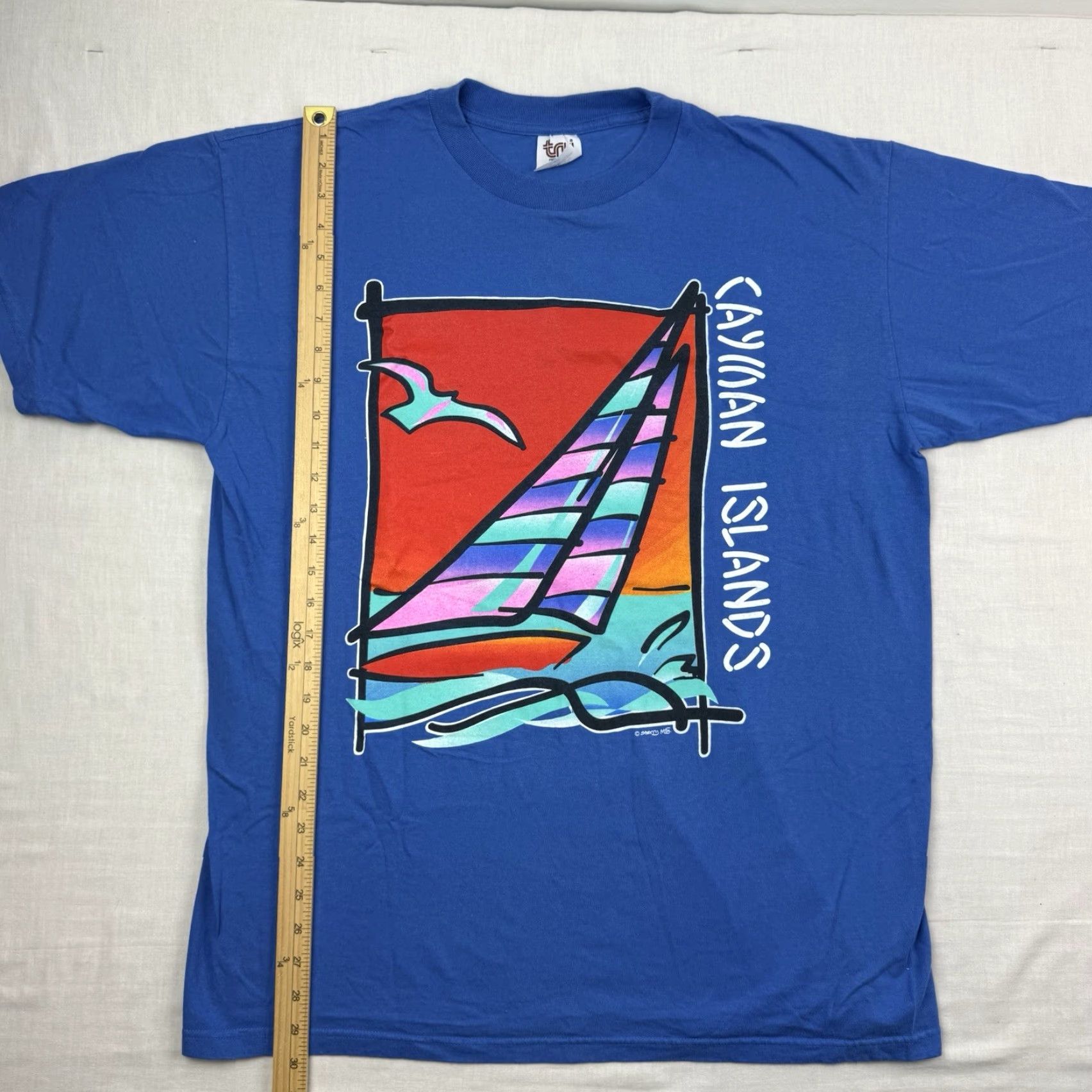 Vintage VINTAGE Cayman Islands T Shirt Adult XL Sailboat Ocean Sea 90s Beach Nautical Travel Mens XL Blue Graphic Print Size US XL / EU 56 / 4 - 4 Thumbnail