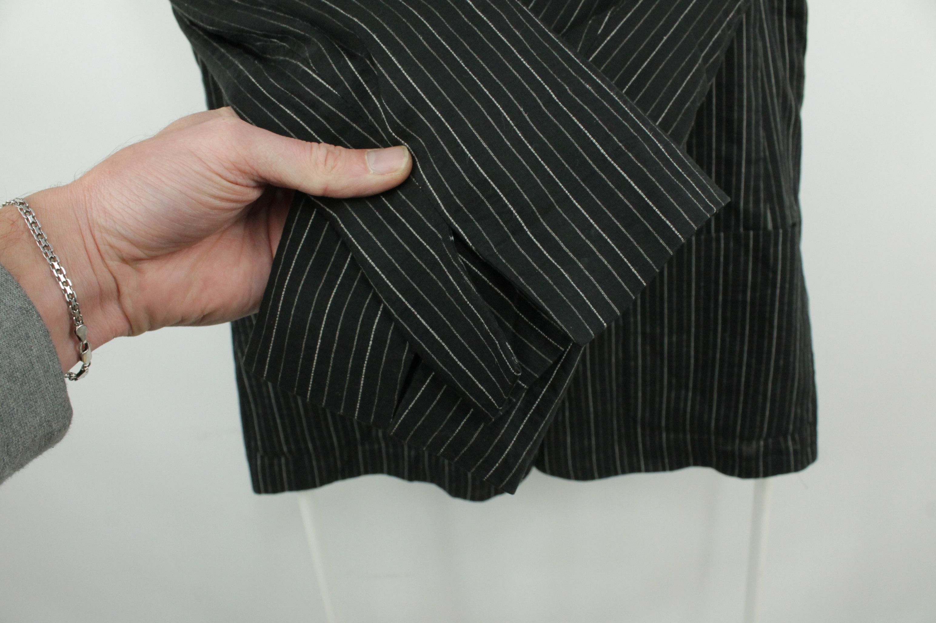 Max Mara Max Mara Black Striped Linen Blend Blazer Jacket Size L / US 10 / IT 46 - 4 Thumbnail