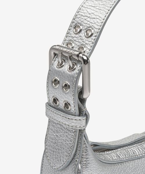 By Far o1mle0824 Size:OS/Mini Soho Flat Grain Leather Bag in Silver Size ONE SIZE - 4 Thumbnail