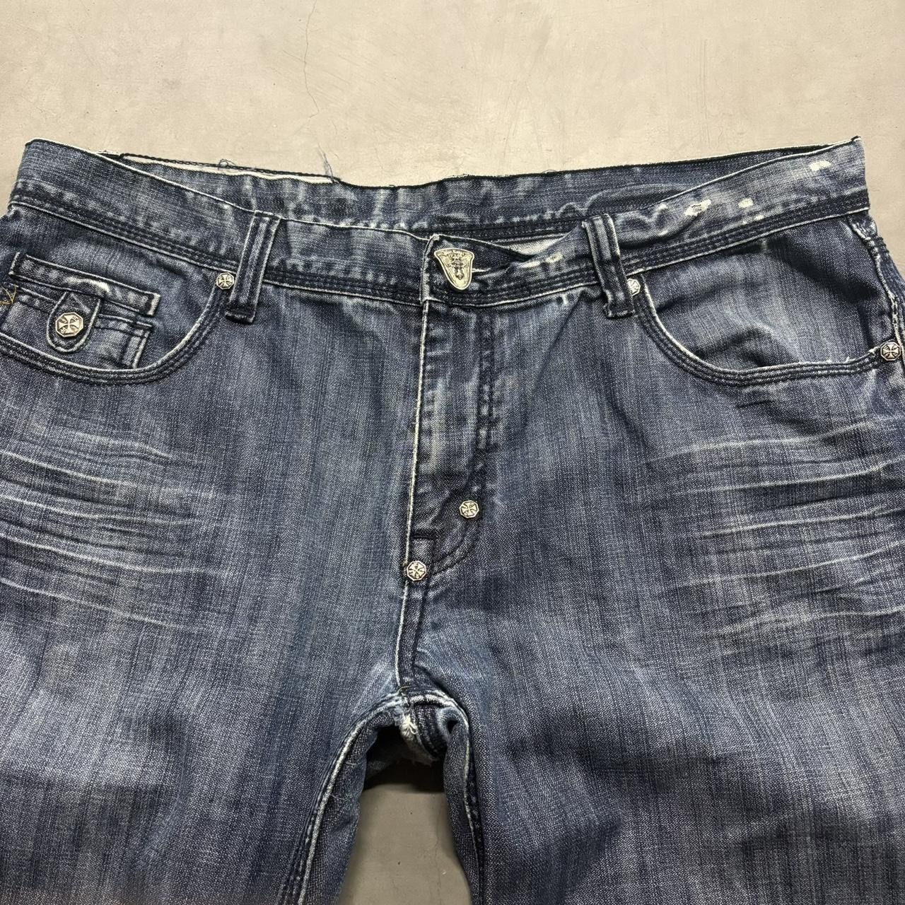 Vintage Y2K Flared Baggy Dark Wash True Religion Style Denim Jeans Size US 38 / EU 54 - 2 Thumbnail