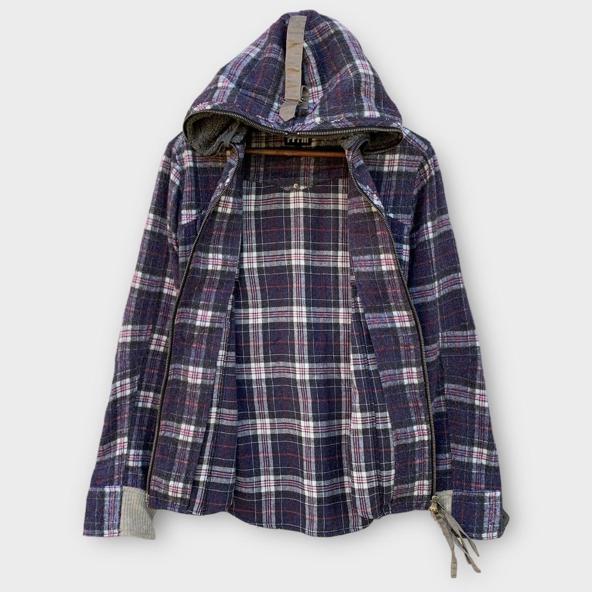 Japanese Brand PPFM PLAID WOOL FULL ZIPPER JACKET Size M / US 6-8 / IT 42-44 - 3 Thumbnail