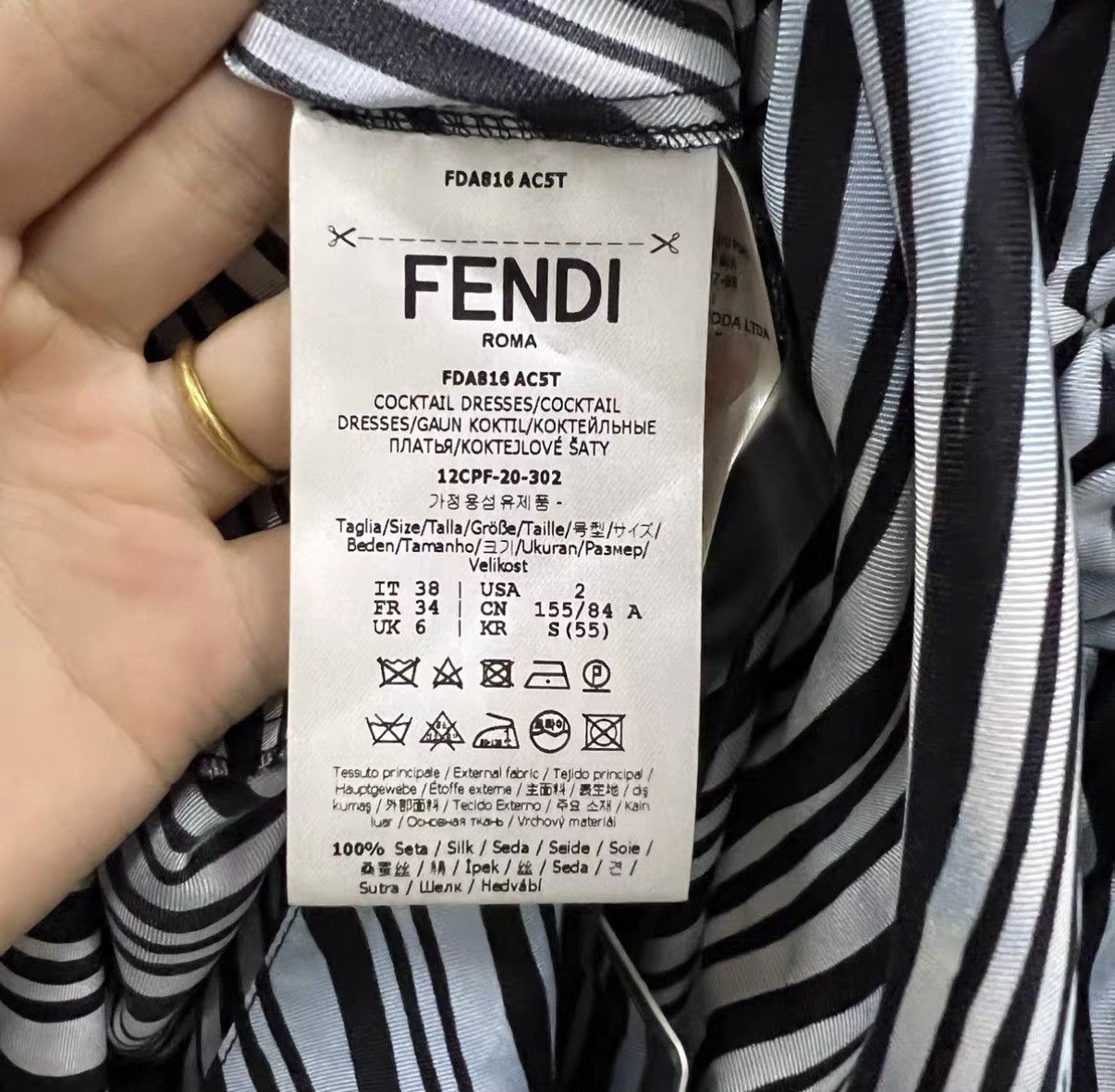 Fendi FENDI × Joshua Vides Co-branded Striped Waist-tied Dress J41 Size XS / US 0-2 / IT 36-38 - 4 Thumbnail
