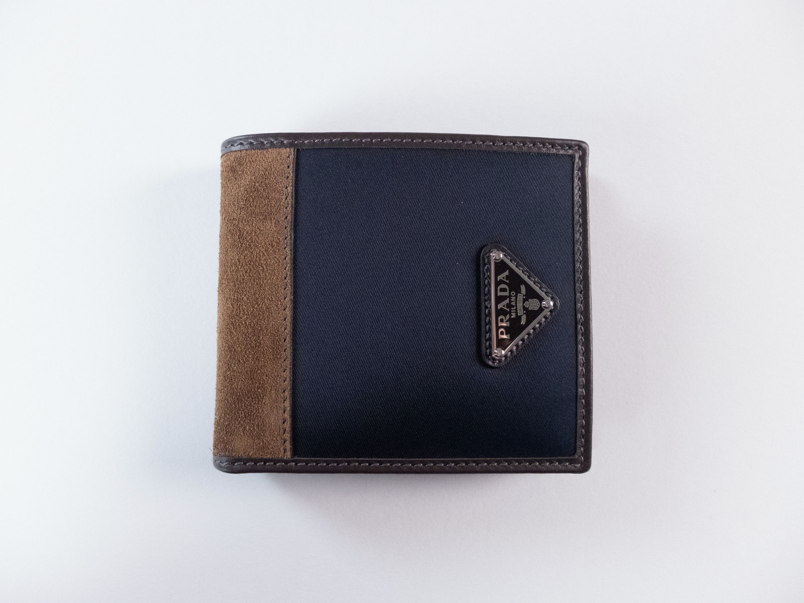 Prada PRADA navy blue & brown nylon & suede bifold wallet Size ONE SIZE - 1 Thumbnail