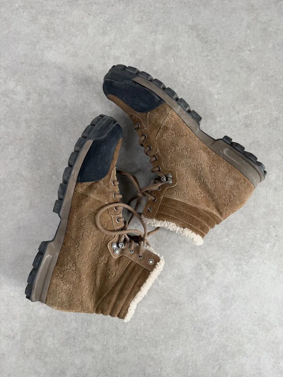 Gucci 2000s Gucci Brown Nebraska Monogram Hiking Boots Size US 12 / EU 45 - 6 Thumbnail