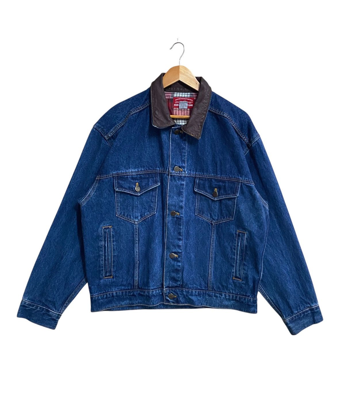Marlboro Vintage Brand Marlboro Leather Denim Trucker Jacket 1990s Size US M / EU 48-50 / 2 - 1 Thumbnail