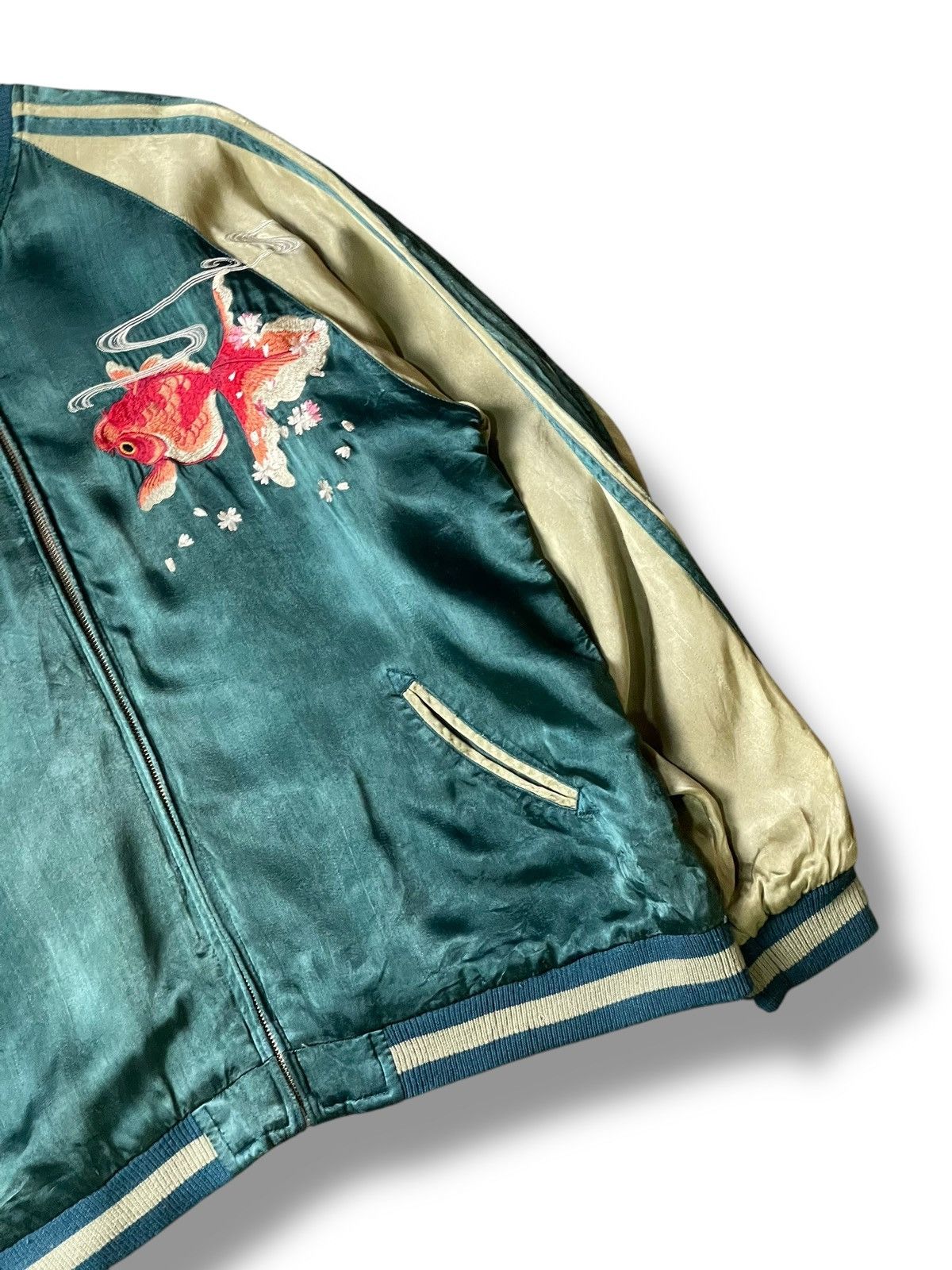 Vintage Japanese Classic Script Goldfish Embroidered Sukajan (105) Size US XL / EU 56 / 4 - 5 Thumbnail