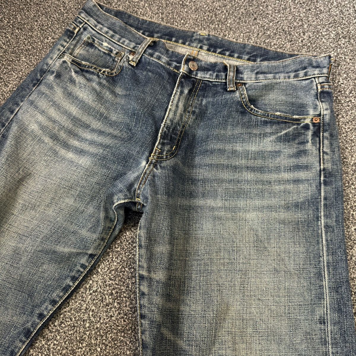 Undercover × Uniqlo 🔥🇯🇵 Vintage 90s Uniqlo UJ S003 Aging Faded Denim Size US 35 - 3 Thumbnail