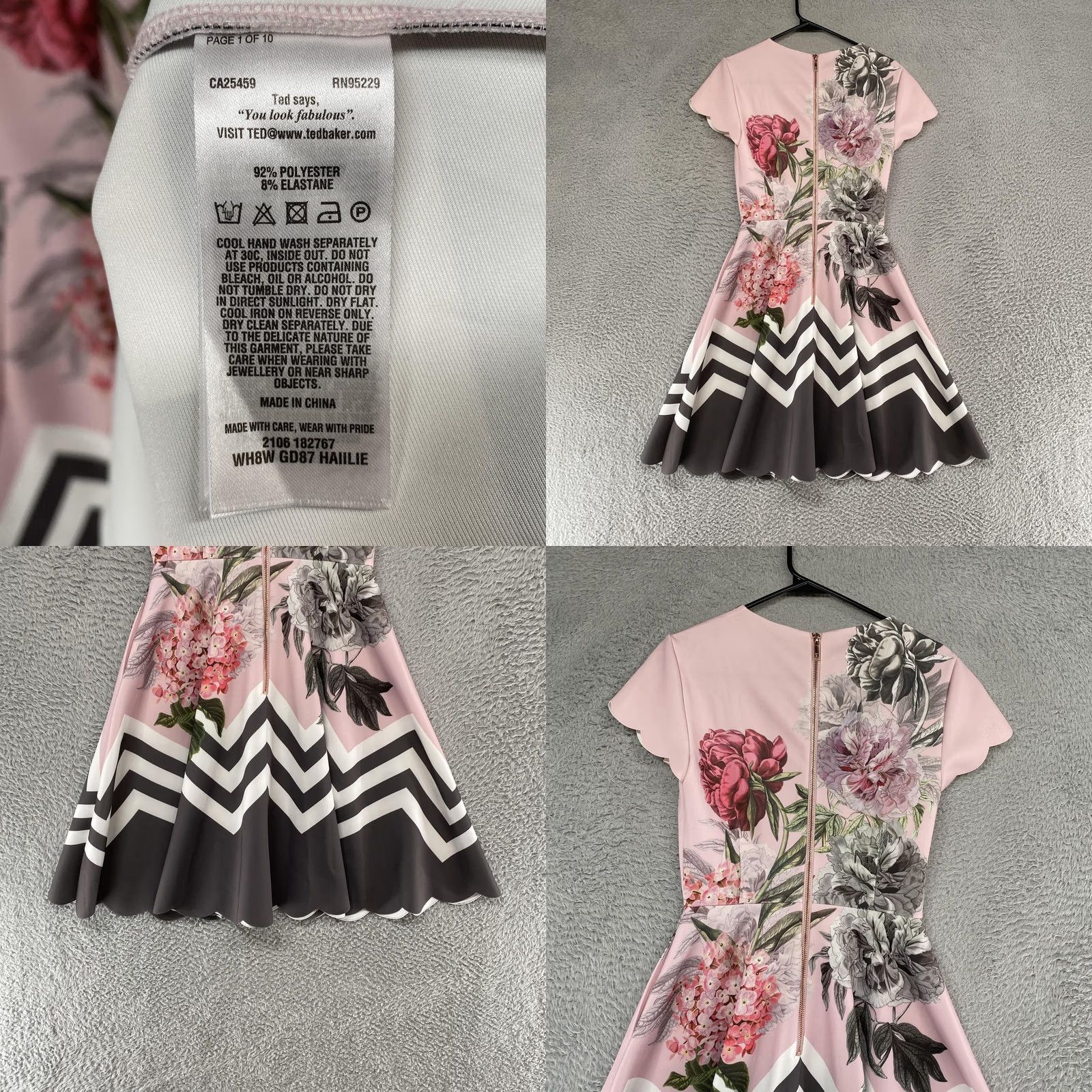 Ted Baker Ted Baker Haiilie Dress Womens 4 Floral Skater Fit & Flare Short Sleeve Zip Pink Party Dress Womens Size S / US 4 / IT 40 - 8 Thumbnail