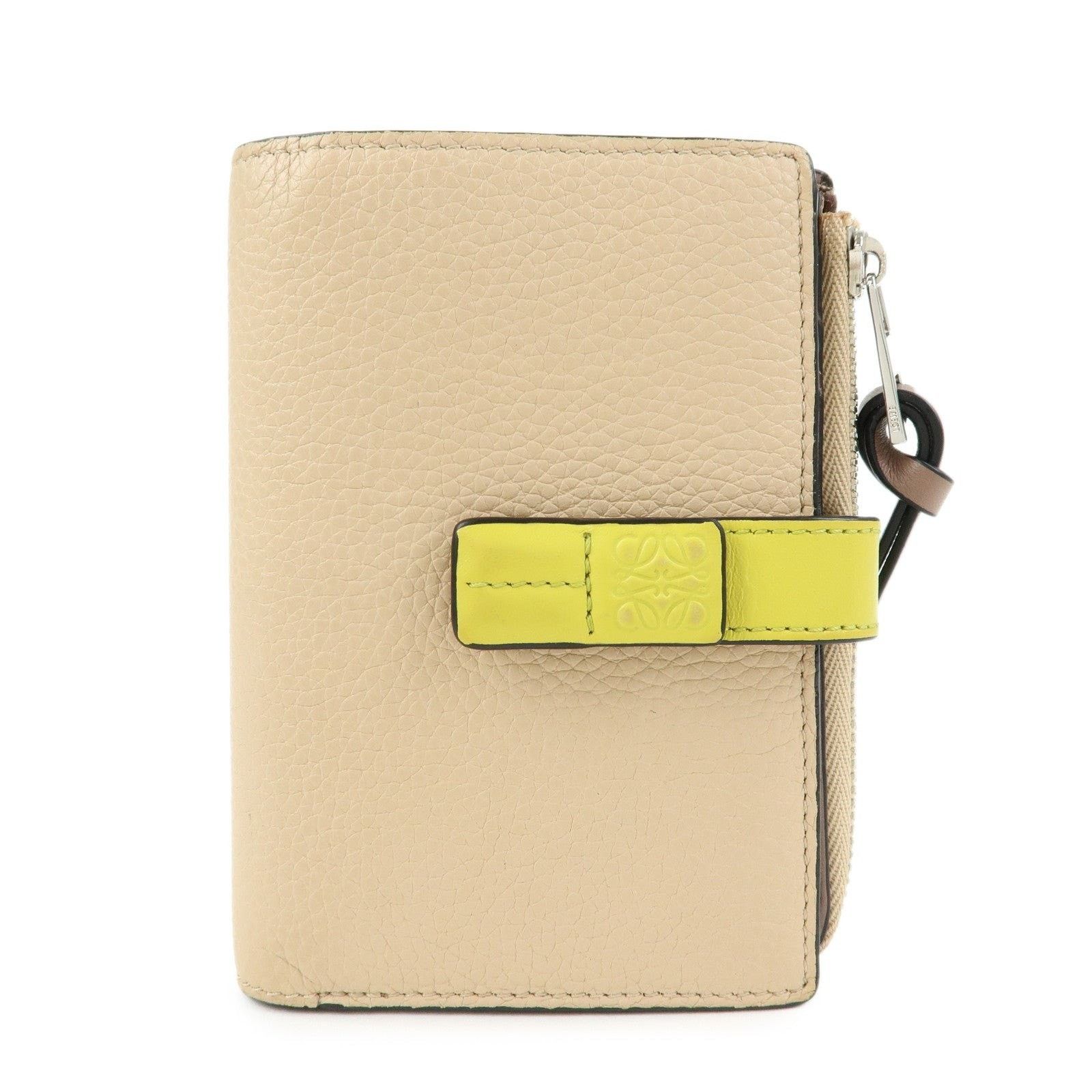 Loewe Loewe Anagram Compact Wallet Calfskin Beige Size ONE SIZE - 1 Thumbnail