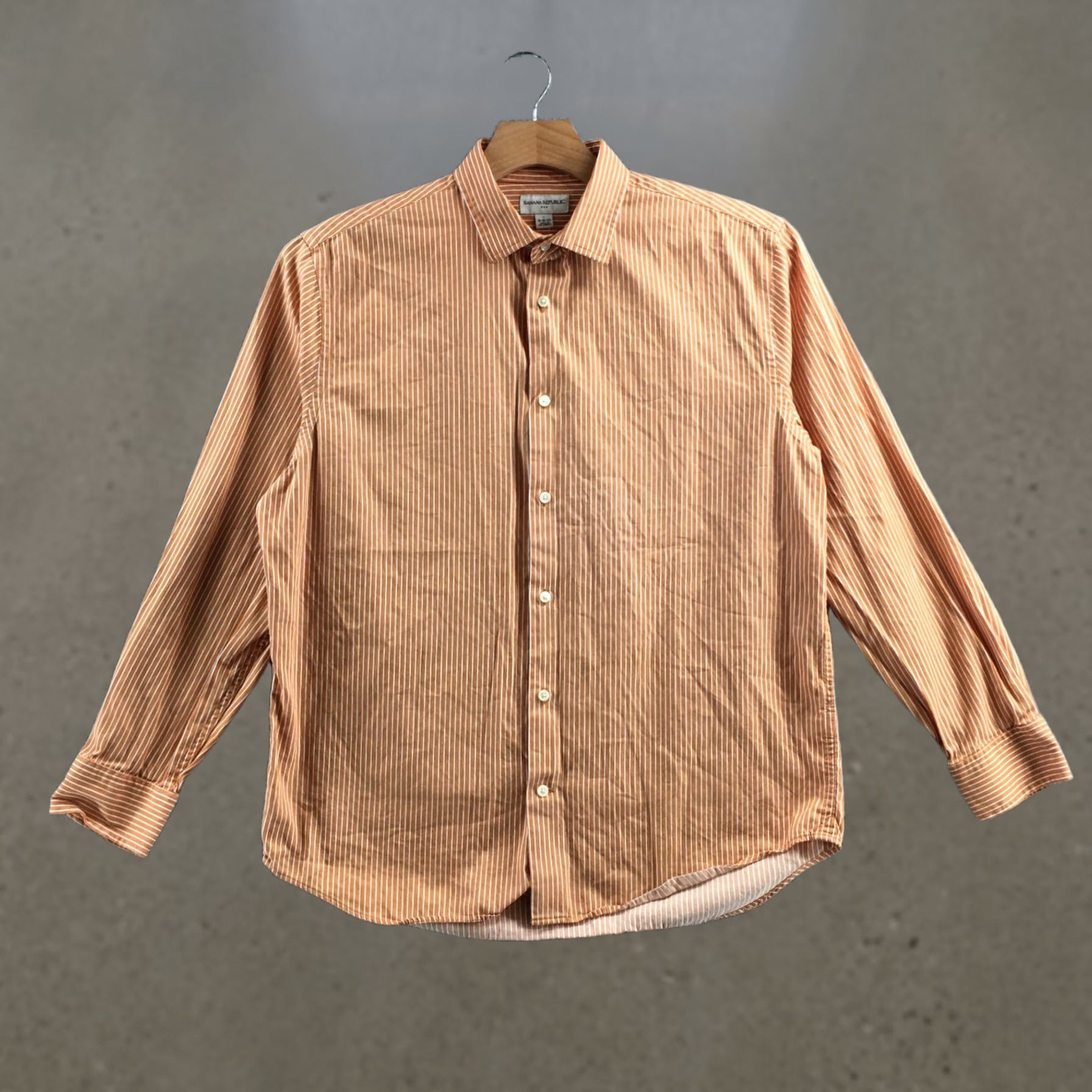 Banana Republic Banana Republic Button Up Shirt Men L Orange Striped Cotton Long Sleeve Collared Size US L / EU 52-54 / 3 - 1 Thumbnail