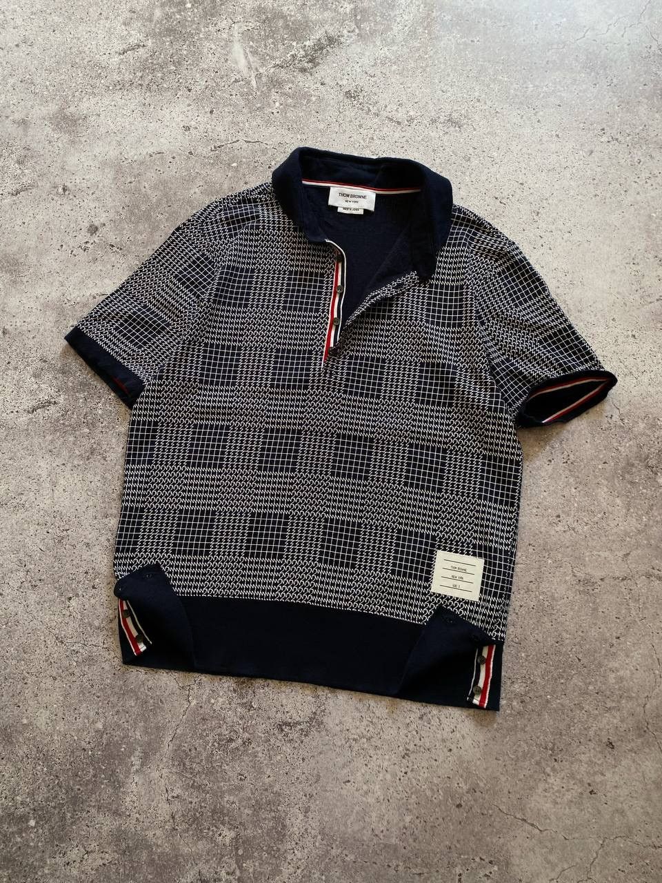 Thom Browne THOM BROWNE NAVY CAGED SHORT SLEEVE KNIT POLO T SHIRT Size US M / EU 48-50 / 2 - 8 Thumbnail