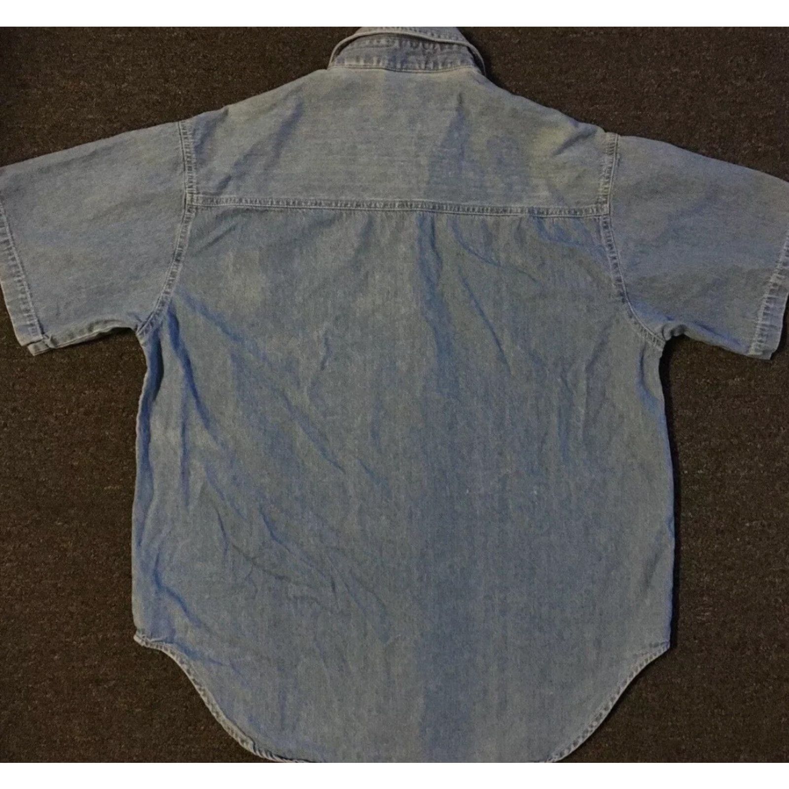 Vintage VINTAGE 90s Abstract Cat Faded Denim Button-Up Shirt M Women Blue Animal Funny Grunge Denim Button-Down Short Sleeve Cat 90s Vintage Womens Mens? Size M / US 6-8 / IT 42-44 - 6 Thumbnail