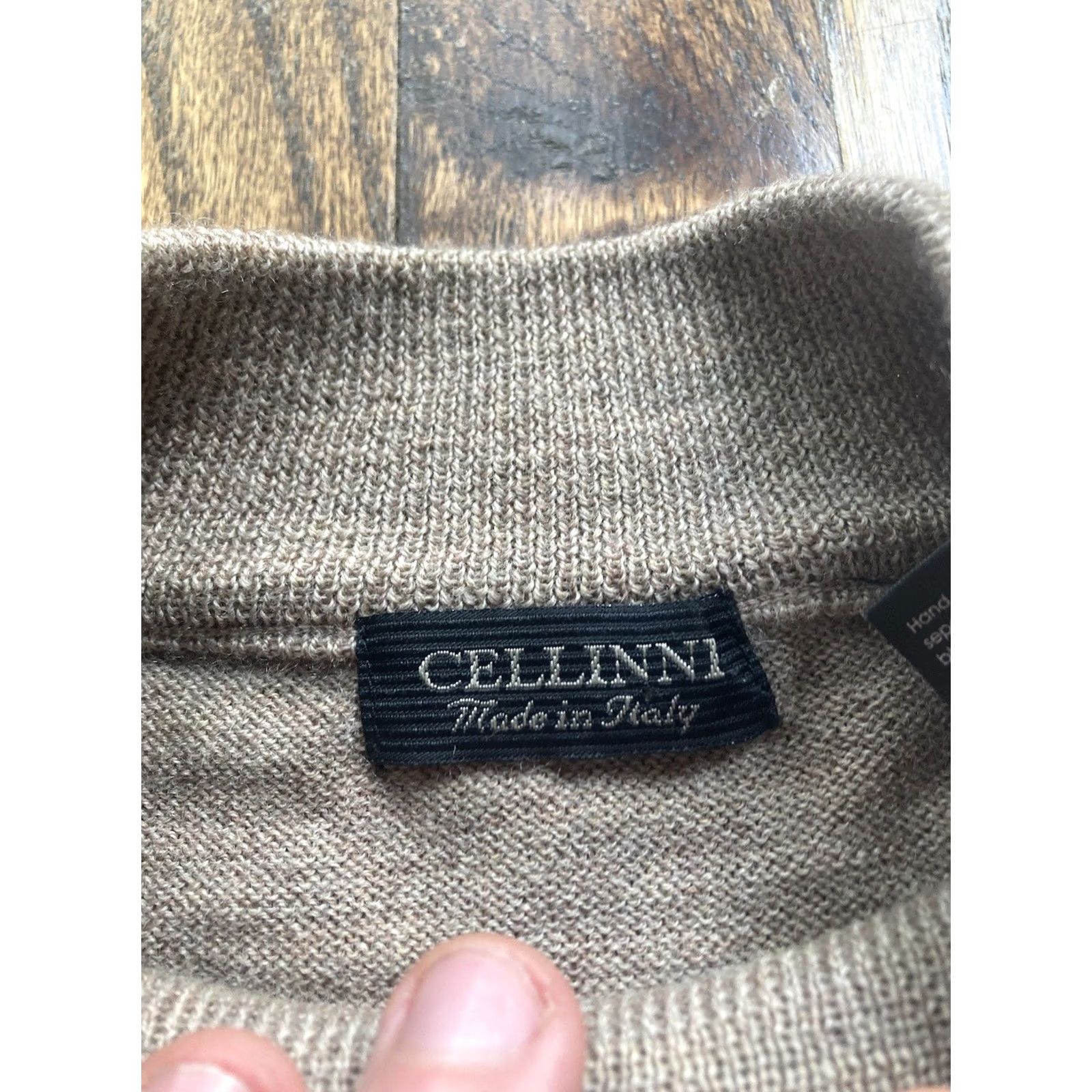 Vintage Cellini Sweater Mens Size L Beige 100% Wool Made In Italy Pullover EUC Size US L / EU 52-54 / 3 - 7 Thumbnail
