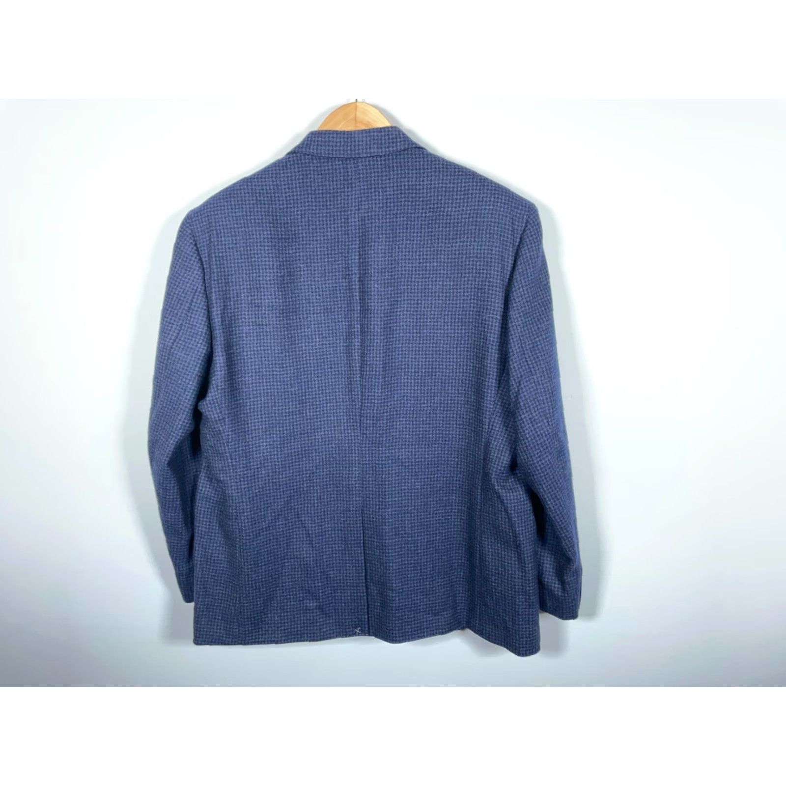 Ralph Lauren Lauren Ralph Lauren Blazer Men 48 Regular Blue Wool Houndstooth Jacket Size 48R - 2 Thumbnail