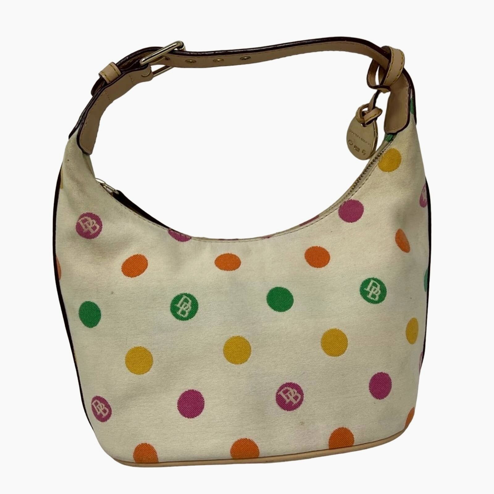Dooney & Bourke DOONEY & BOURKE Multi Colored Polka Dot & Ivory Hobo Handbag Size ONE SIZE - 1 Thumbnail