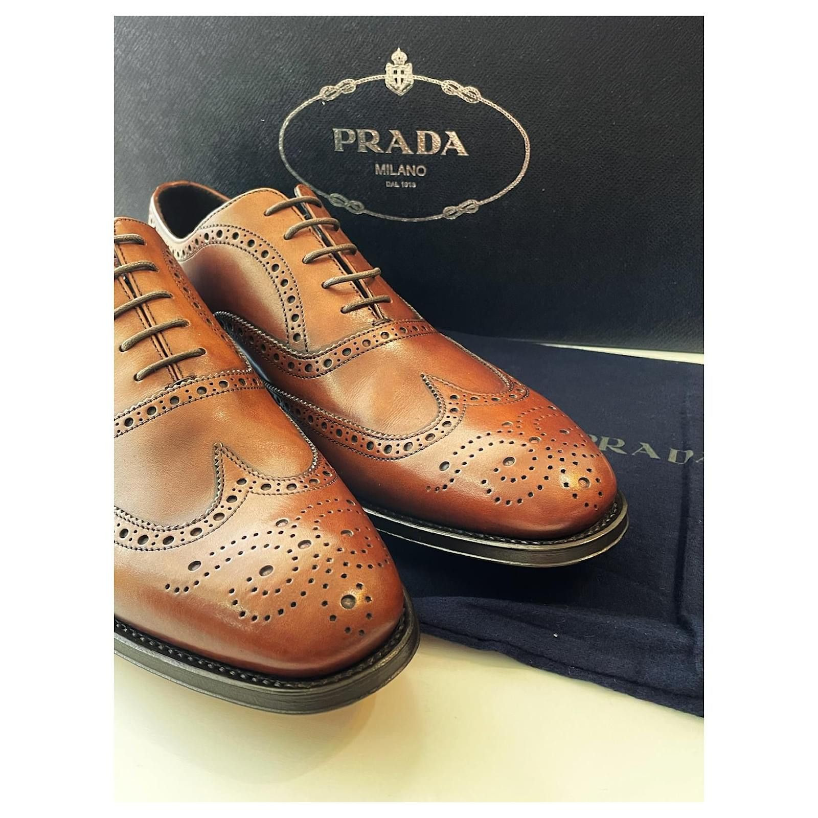 Prada o1mt1gz0225 Oxford Lace Up Shoes in Brown Size US 9 / EU 42 - 4 Thumbnail