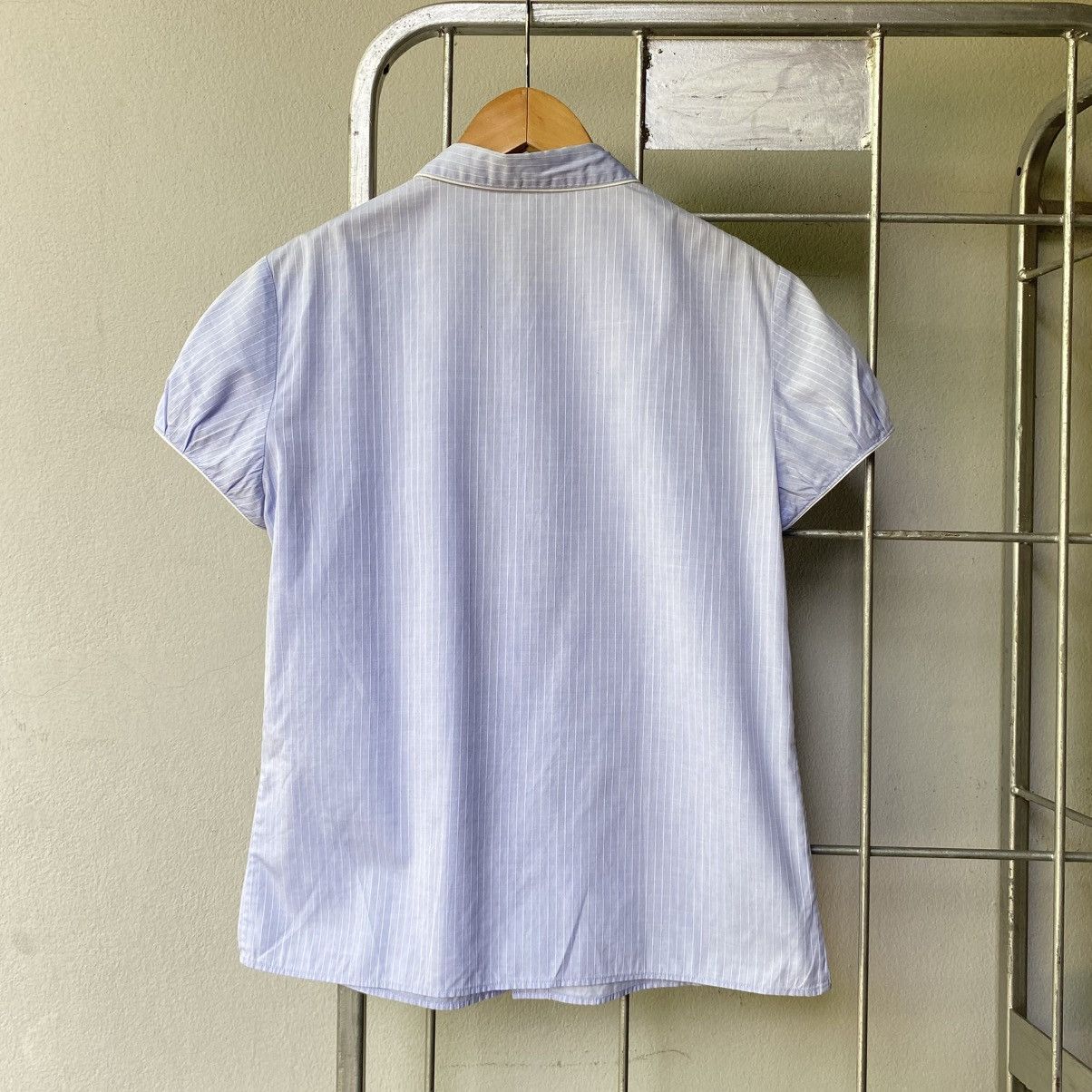 Zucca ZUCCA Blue Pinstripe Puff Blouse Size M / US 6-8 / IT 42-44 - 14 Thumbnail