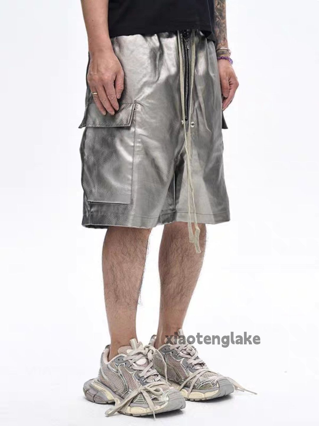 Designer Unisex utility loose baggy skate hiphop coated shorts Size US 36 / EU 52 - 1 Thumbnail