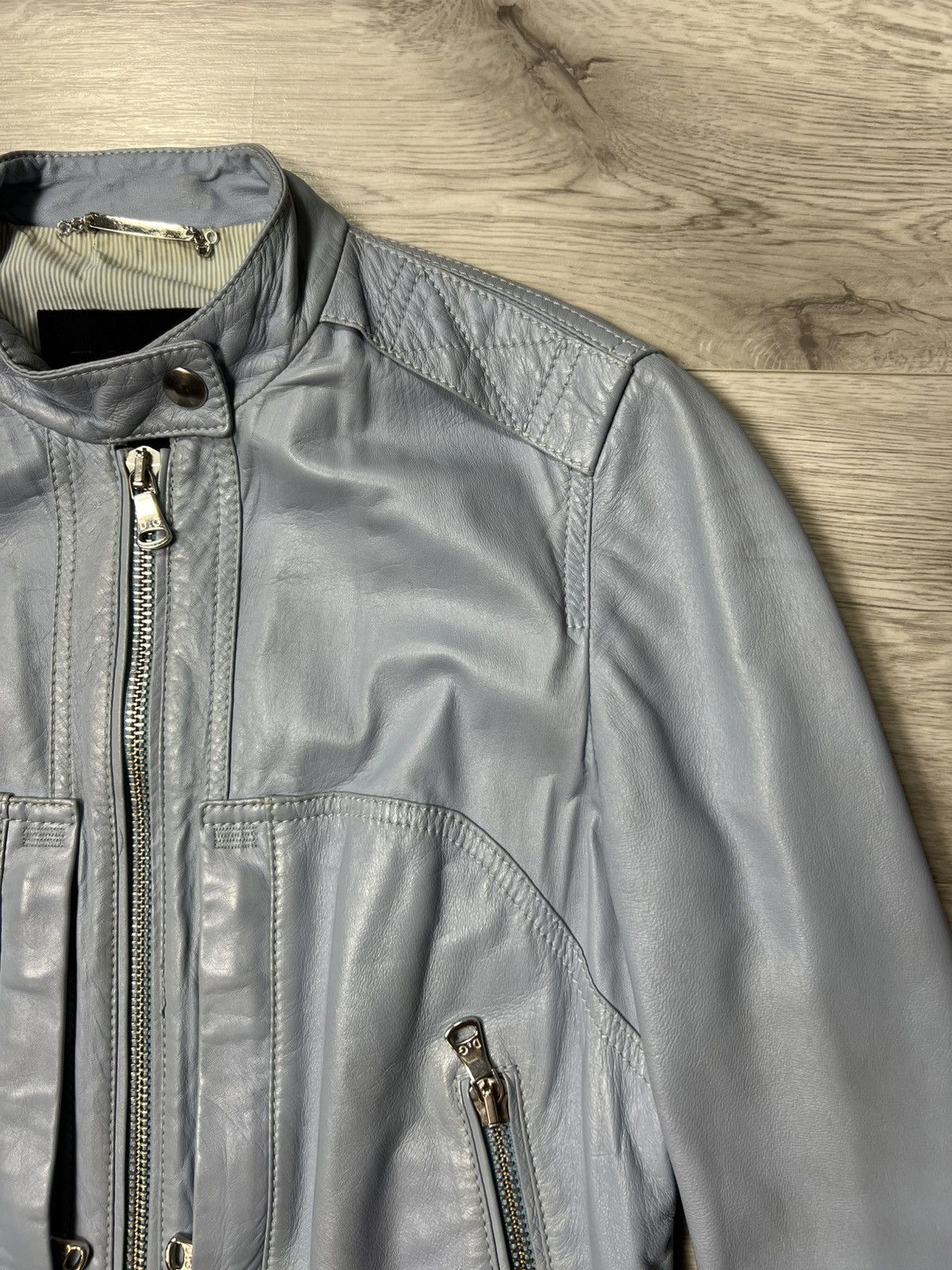 Dolce & Gabbana × Vintage Rare Dolce Gabbana Blue Leather Biker Jacket Size 44 Size M / US 6-8 / IT 42-44 - 3 Thumbnail